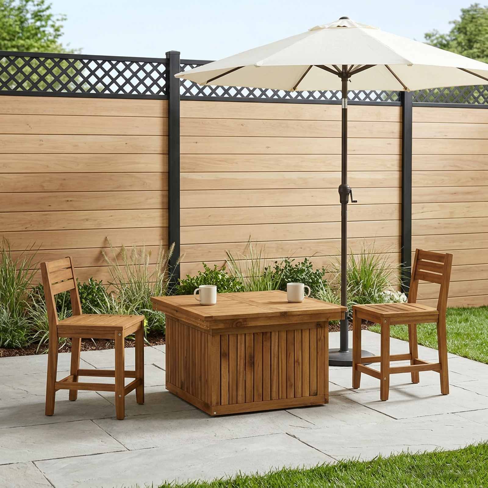 vidaXL Tuinfoto Tafel Massief Acaciahout Hoogte Verstelbaar Naturel