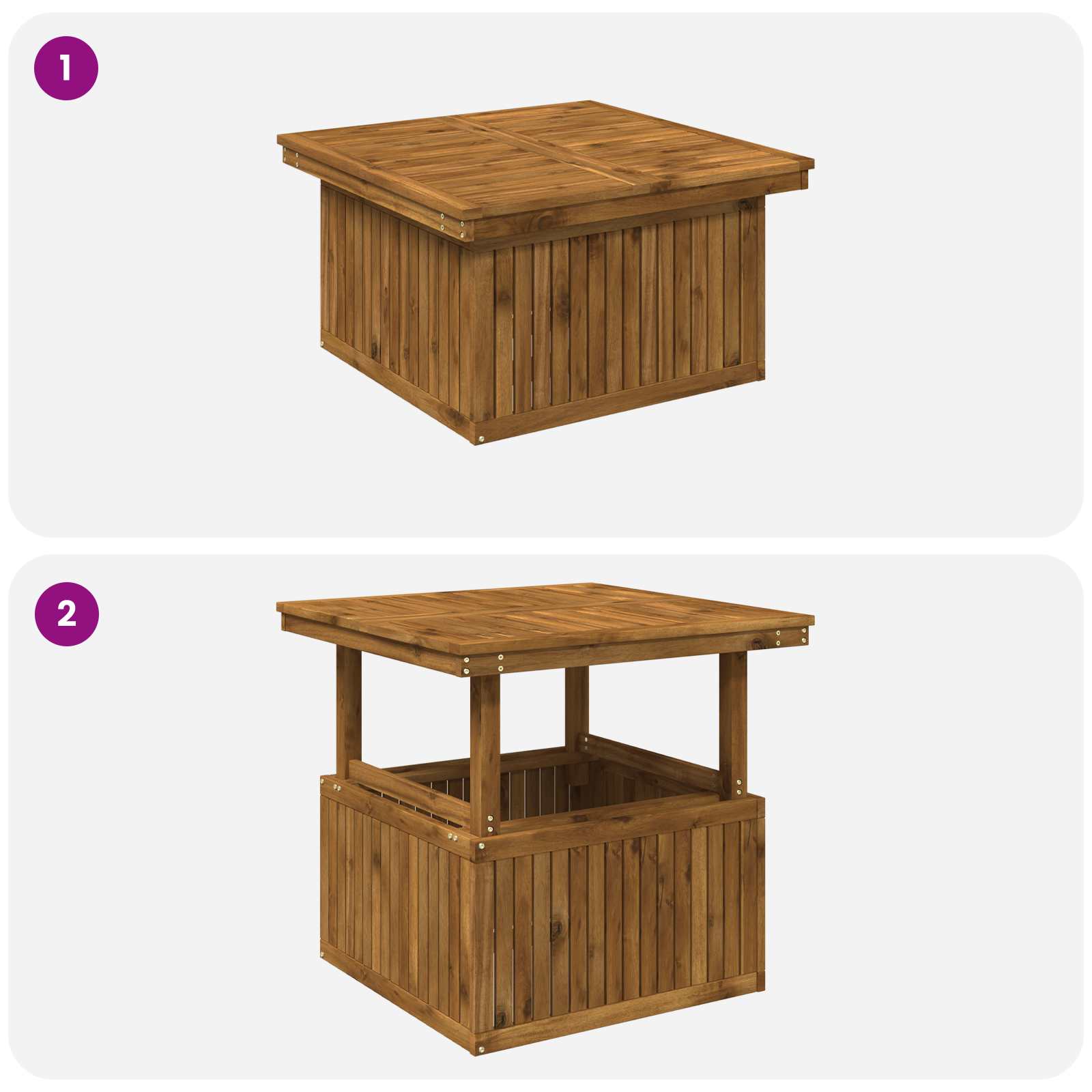 vidaXL Tuinfoto Tafel Massief Acaciahout Hoogte Verstelbaar Naturel