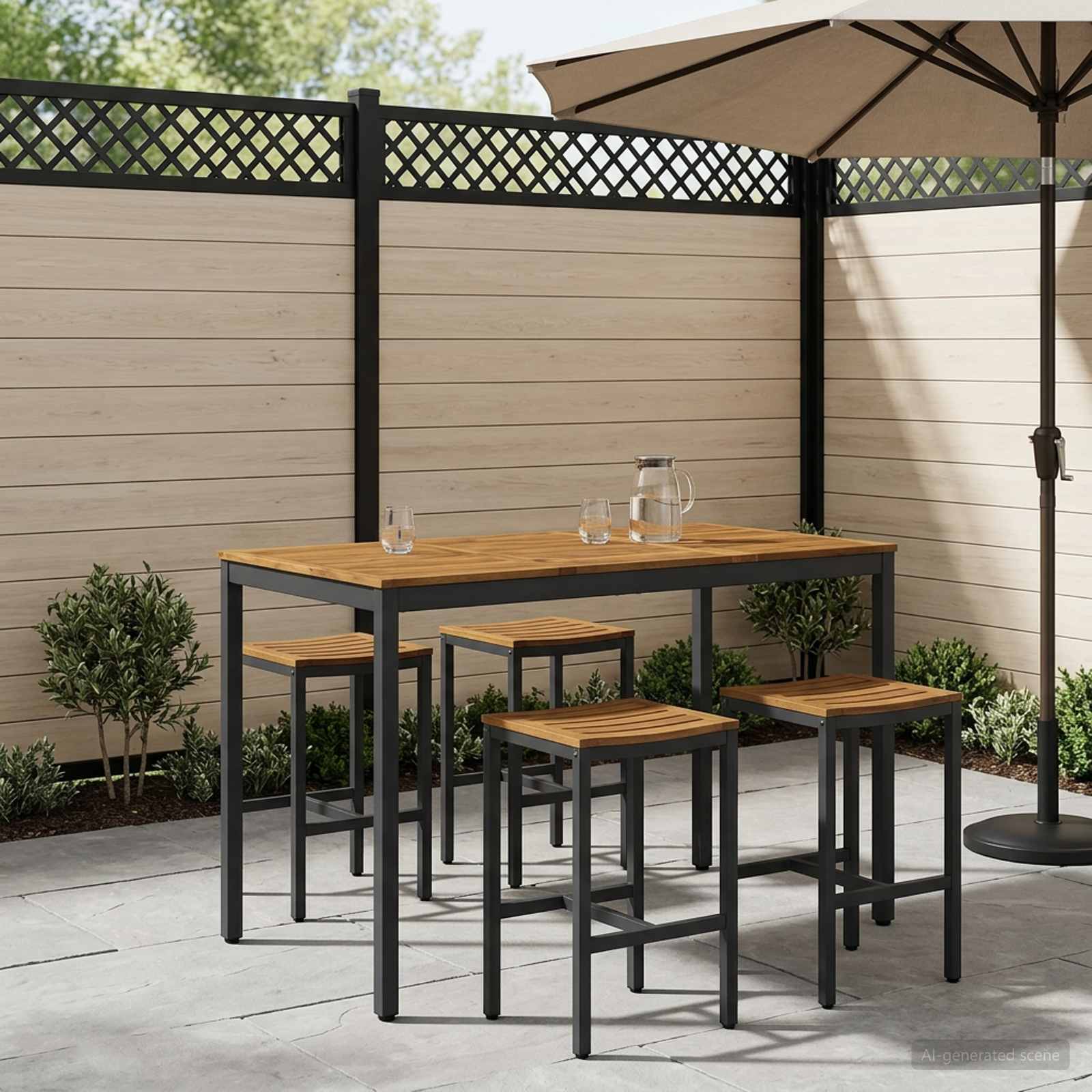 vidaXL Tuinbar Tafel Natuurlijk en Wit 141 x 80,5 x 105 cm