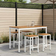 vidaXL Tuinbar Tafel Natuurlijk en Wit 141 x 80,5 x 105 cm
