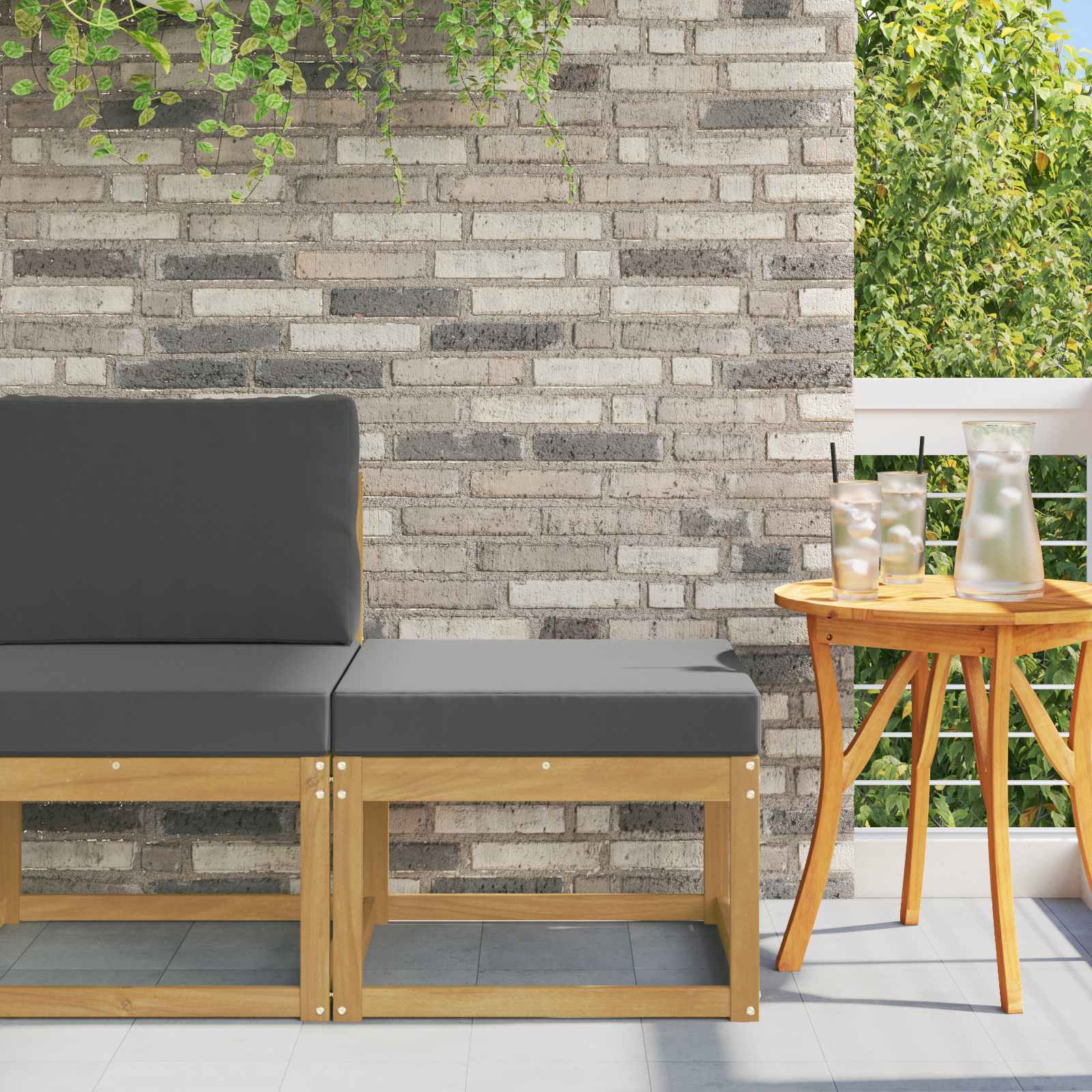 vidaXL Buiten Midden Sofa Massief Acaciahout Naturel