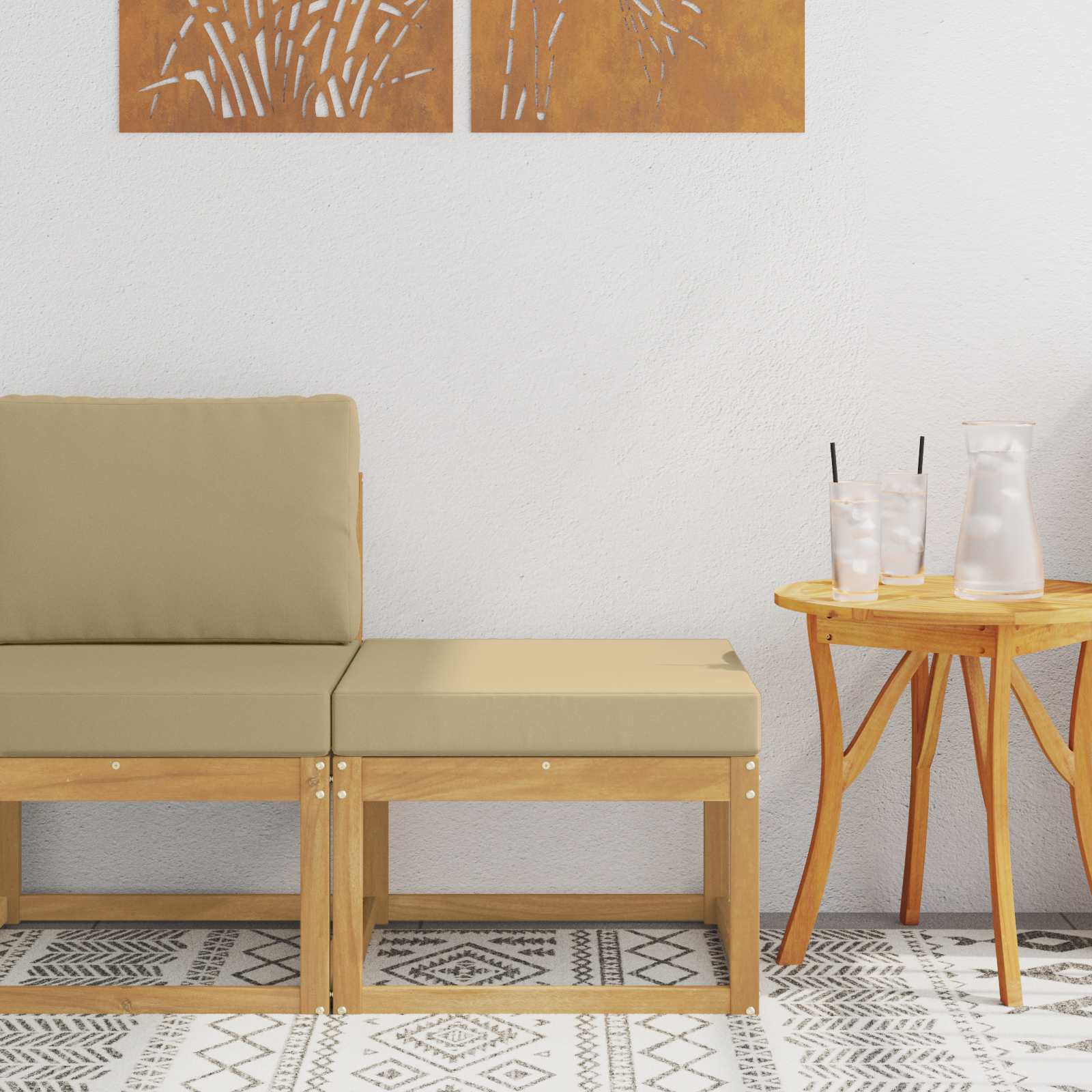 vidaXL Buiten Midden Sofa Massief Acaciahout Naturel