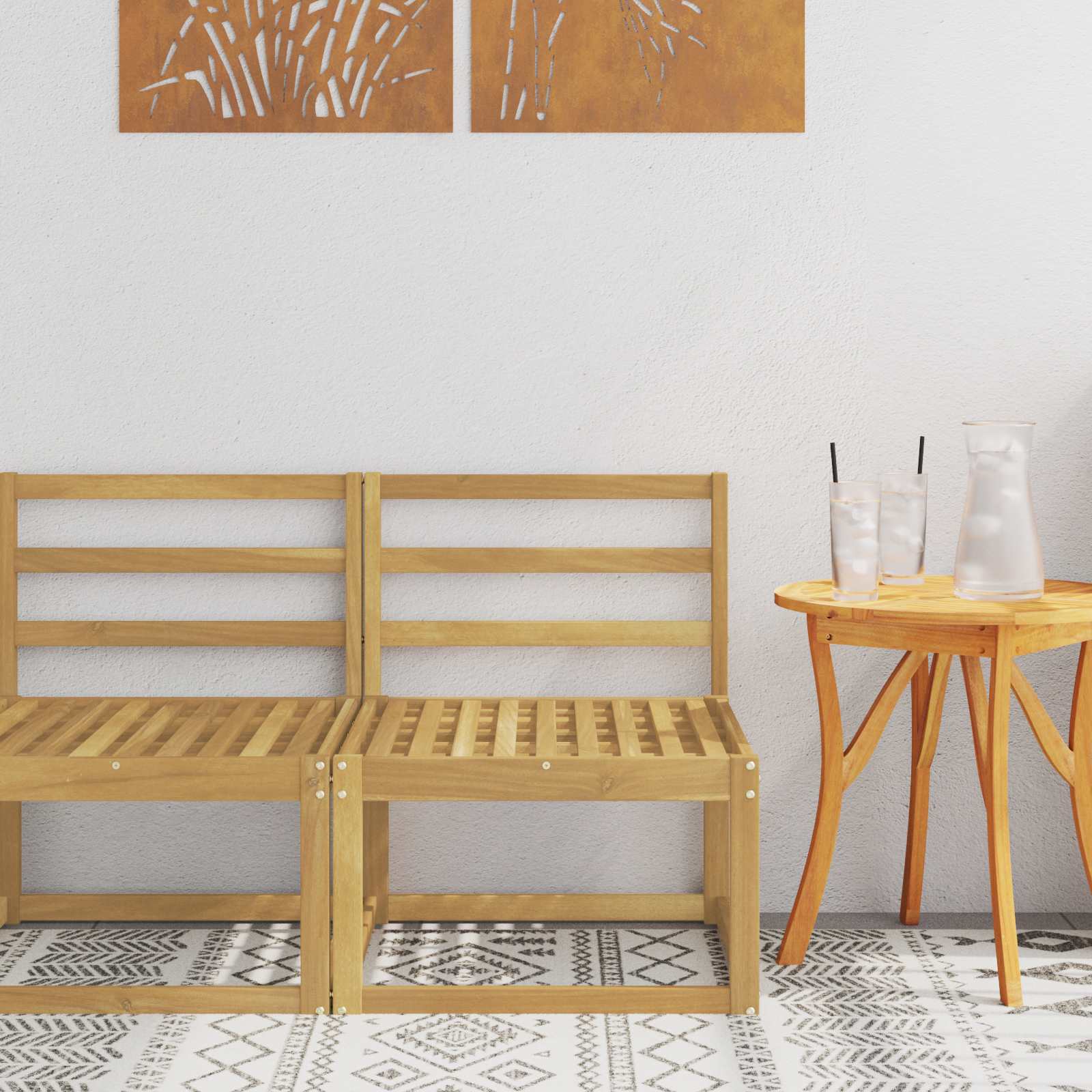 vidaXL Buiten Midden Sofa Massief Acaciahout Naturel
