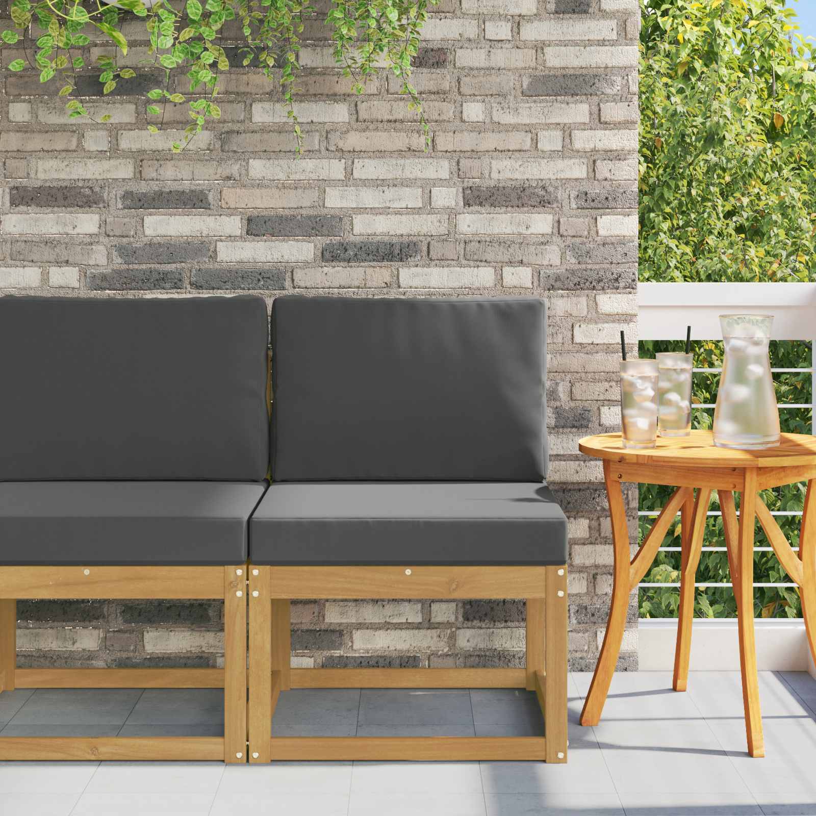 vidaXL Buiten Midden Sofa Massief Acaciahout Naturel