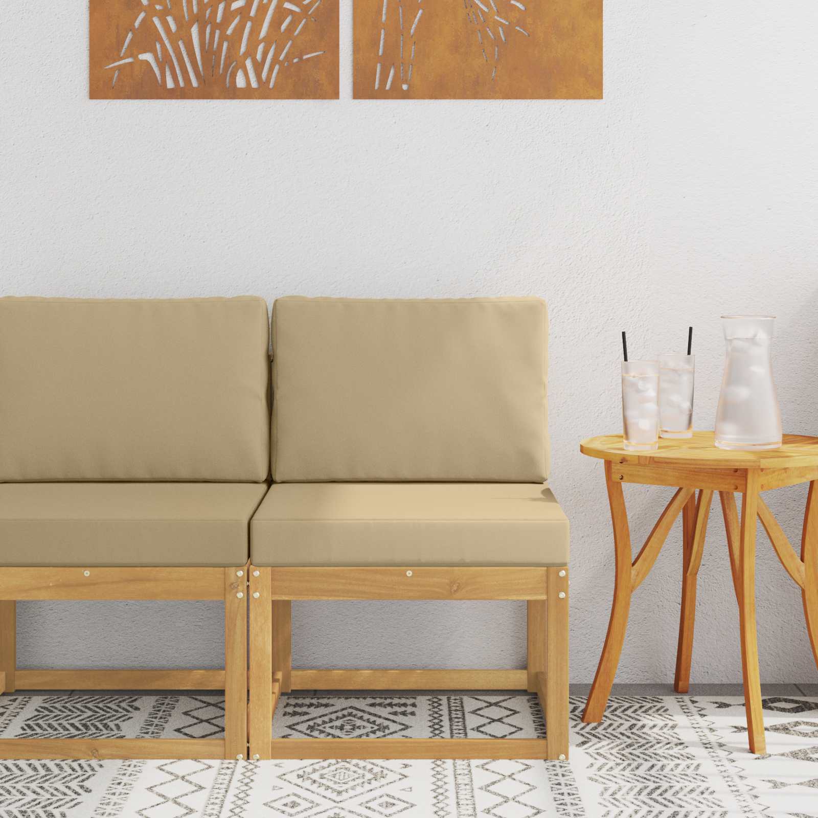 vidaXL Buiten Midden Sofa Massief Acaciahout Naturel