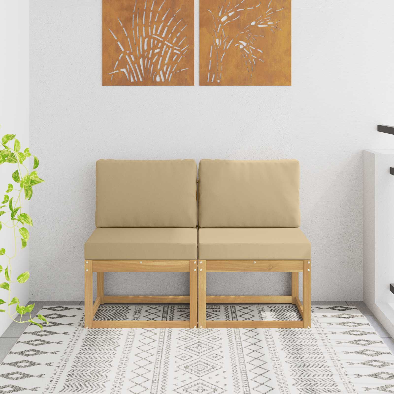 vidaXL Buiten Midden Sofa Massief Acaciahout Naturel