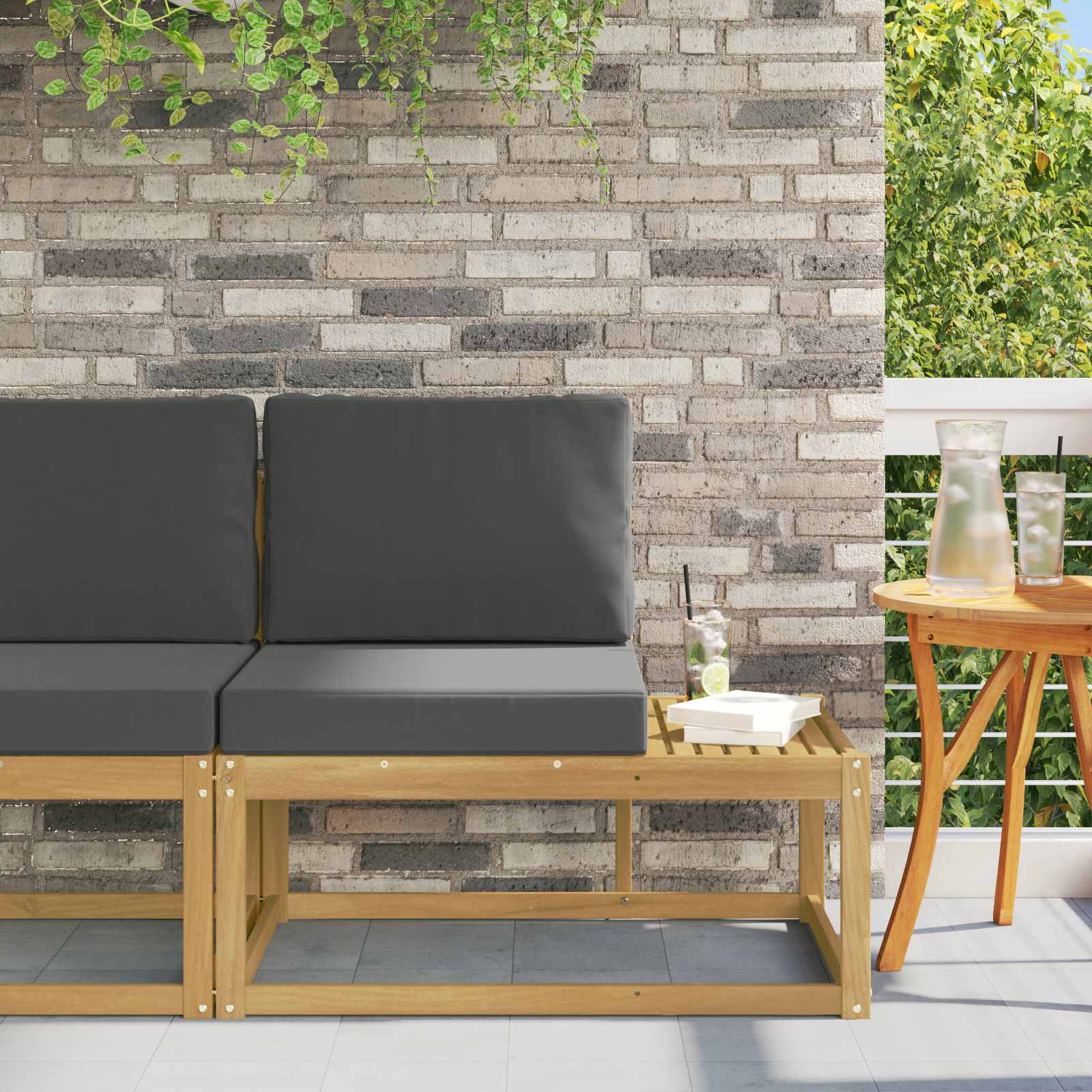 vidaXL Buiten Midden Sofa Massief Acaciahout Naturel