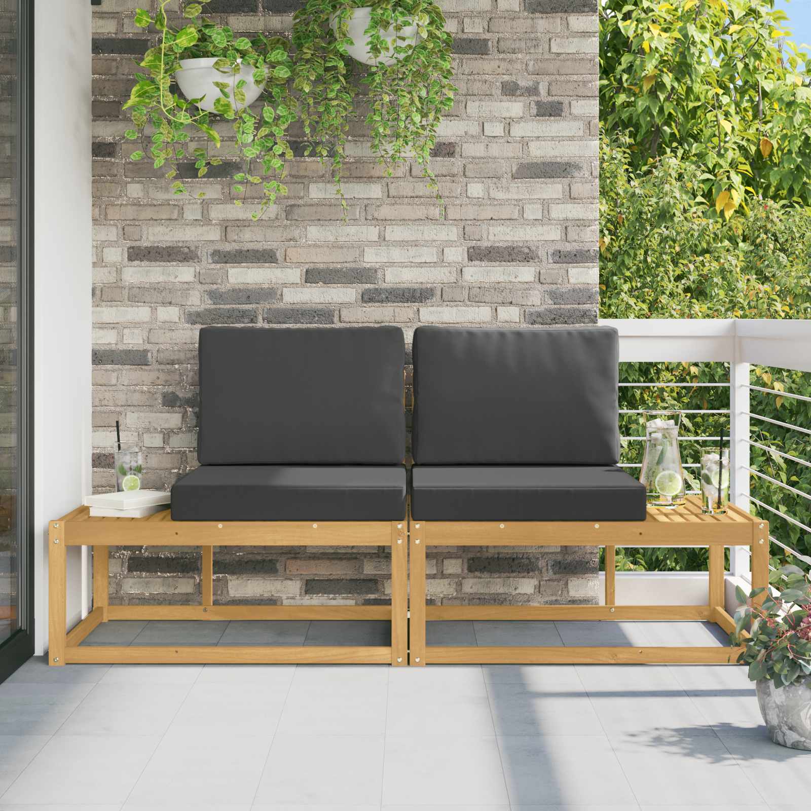 vidaXL Buiten Midden Sofa Massief Acaciahout Naturel