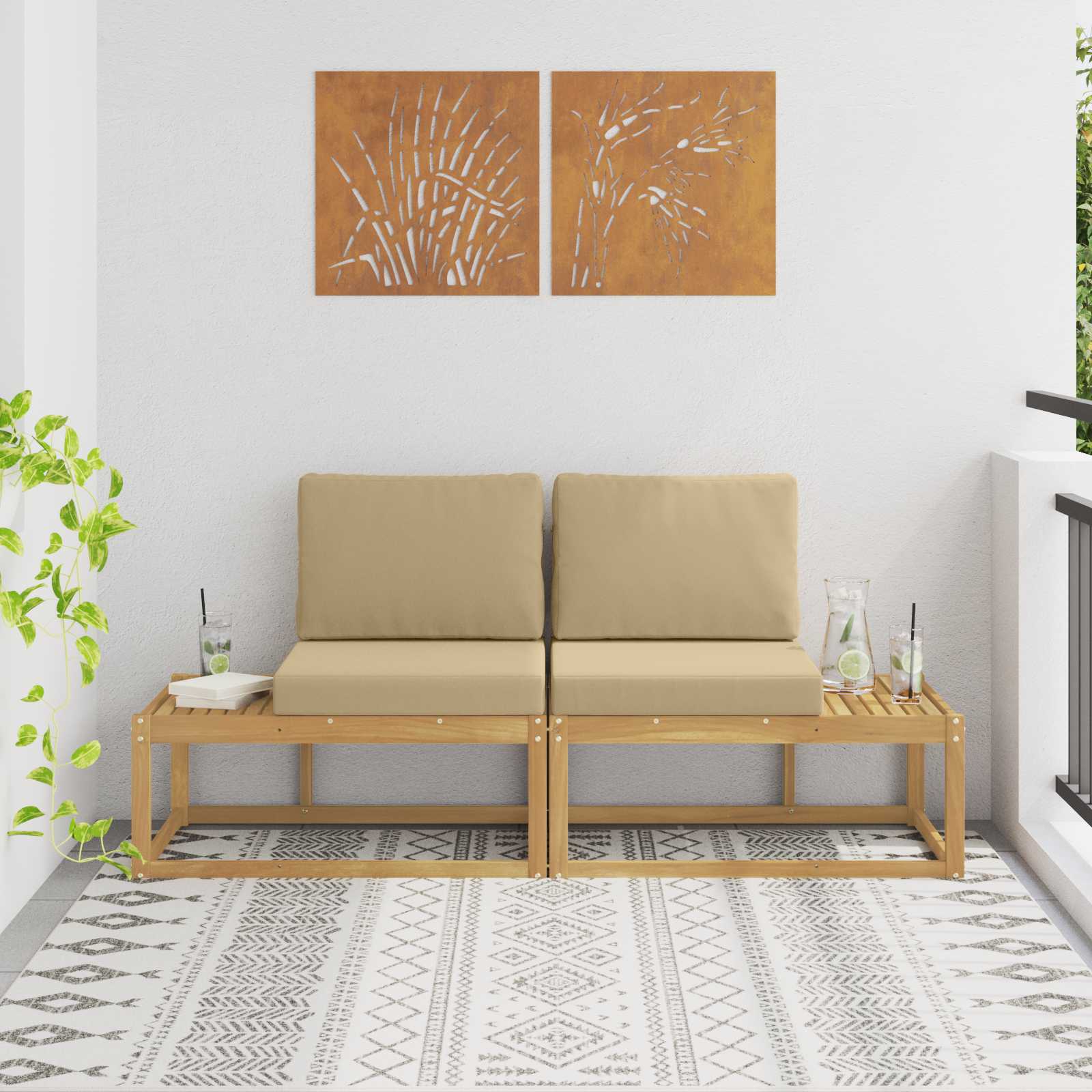 vidaXL Buiten Midden Sofa Massief Acaciahout Naturel