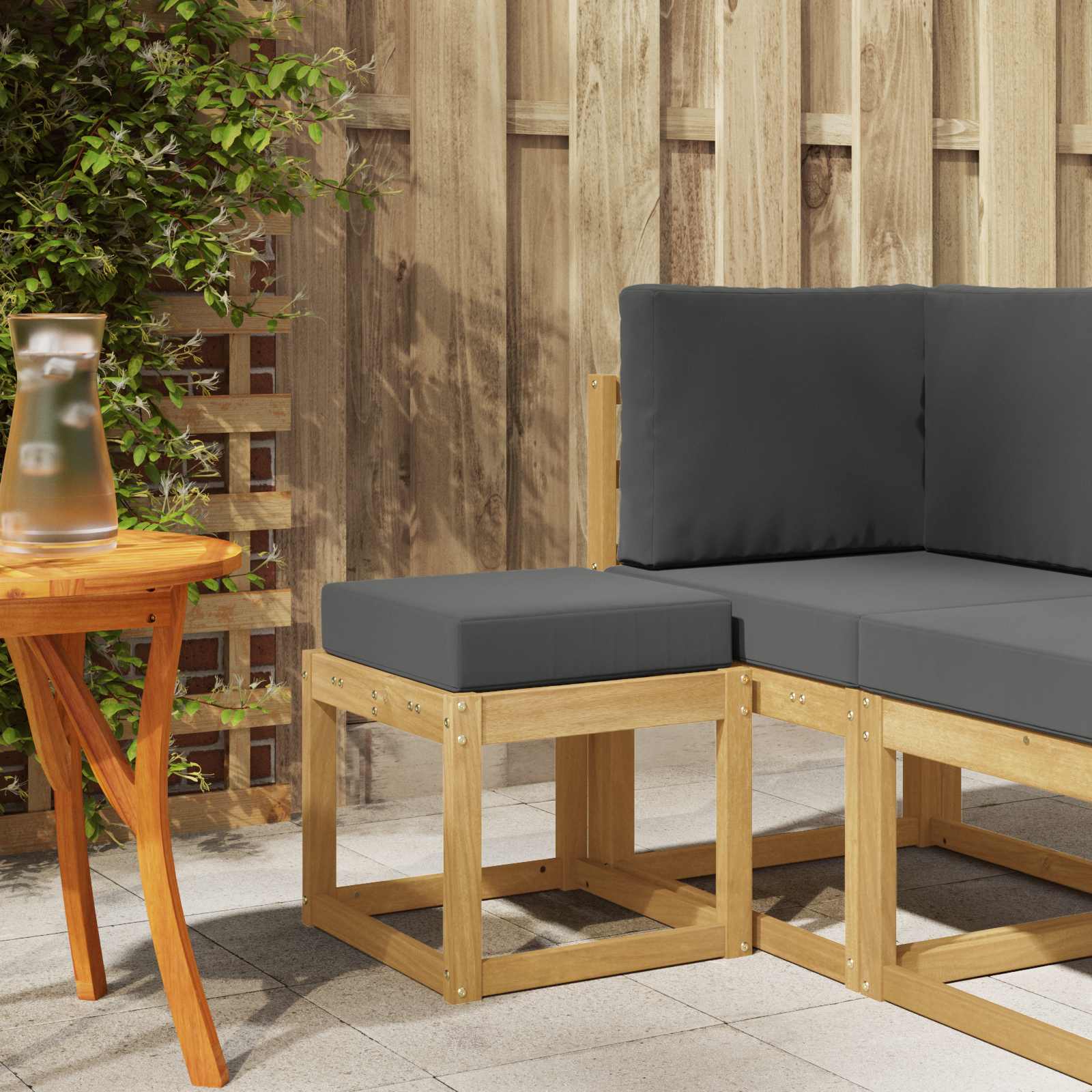 vidaXL Stoelbank Naturel 43 x 43 x 37 cm Massief Acaciahout