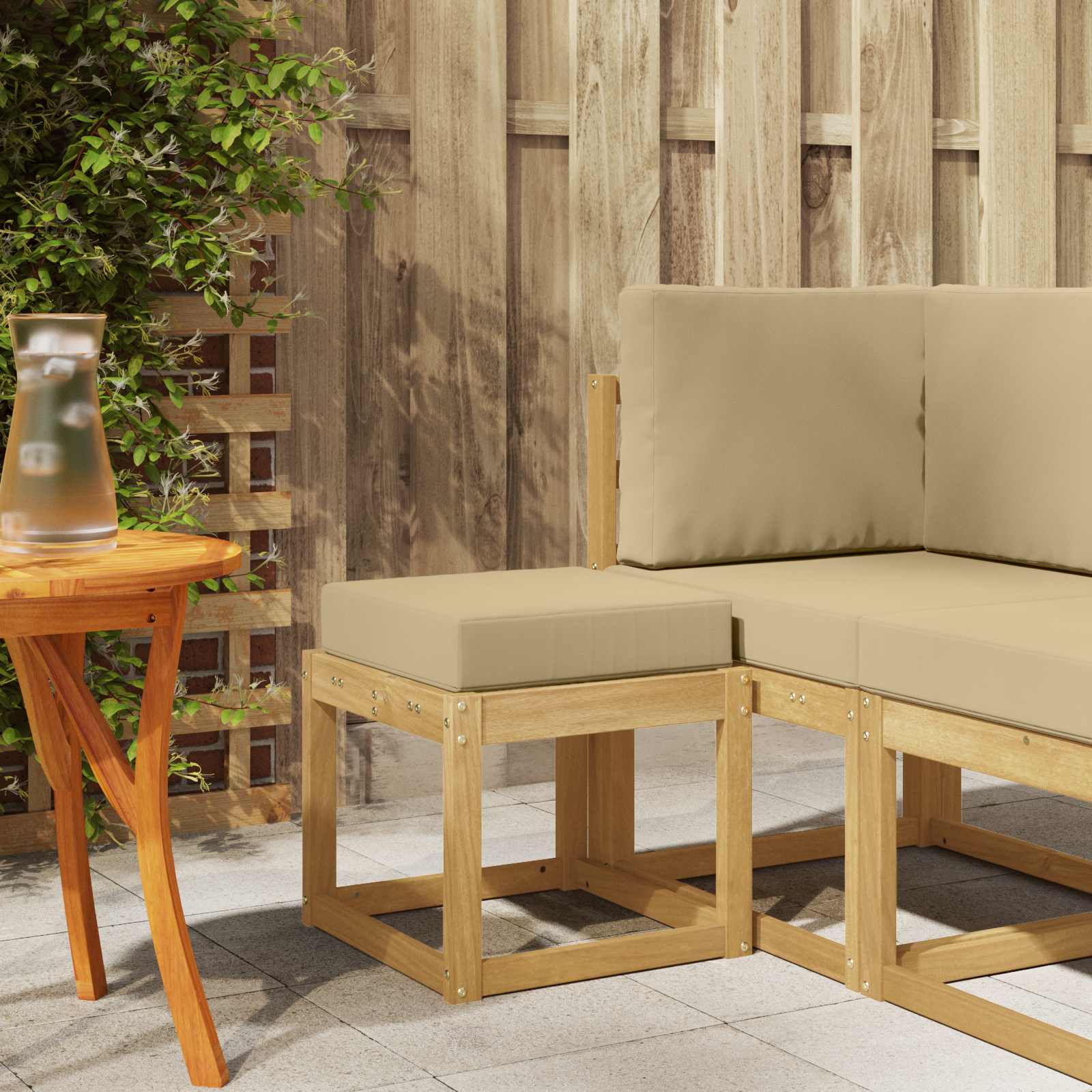 vidaXL Stoelbank Naturel 43 x 43 x 37 cm Massief Acaciahout