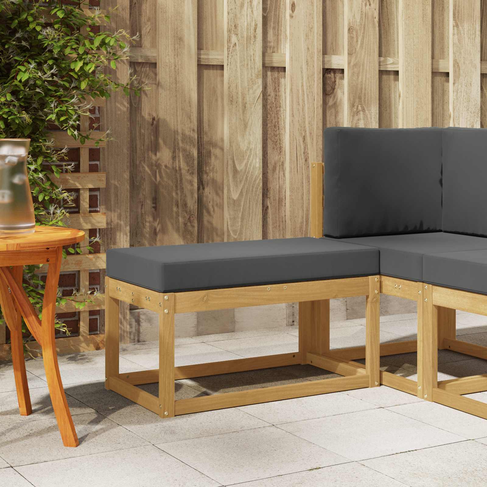 vidaXL Stoelbank Naturel 43 x 43 x 37 cm Massief Acaciahout