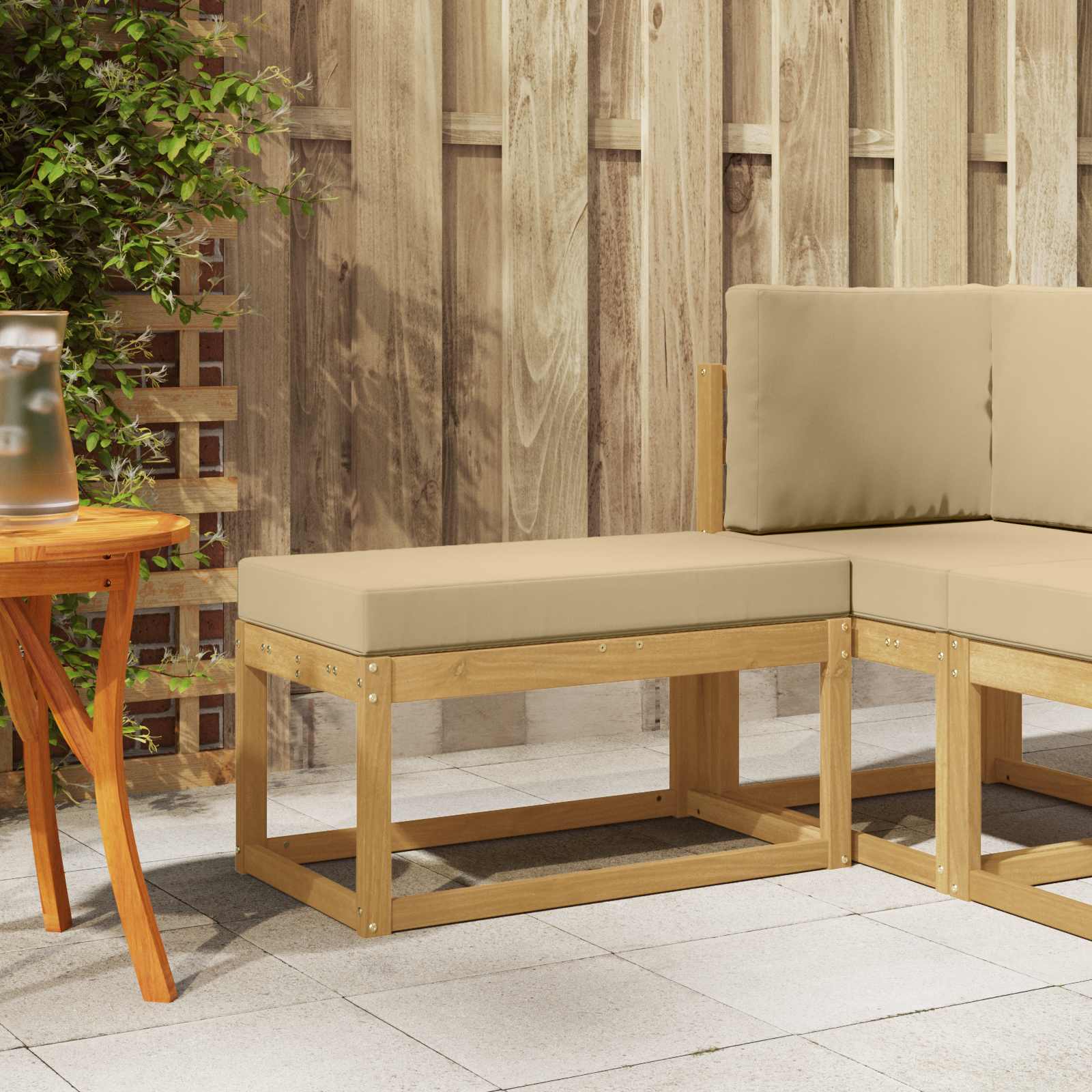 vidaXL Stoelbank Naturel 43 x 43 x 37 cm Massief Acaciahout
