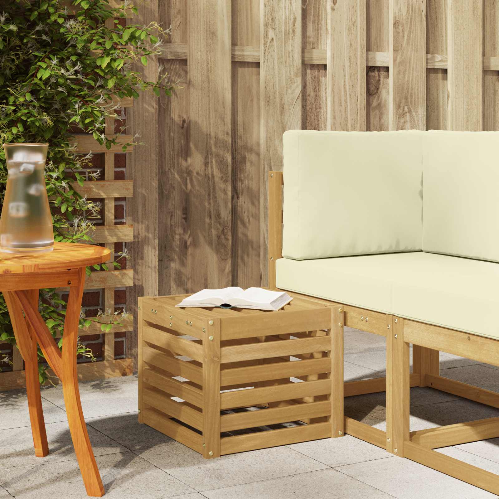 vidaXL Stoelbank Naturel 43 x 43 x 37 cm Massief Acaciahout