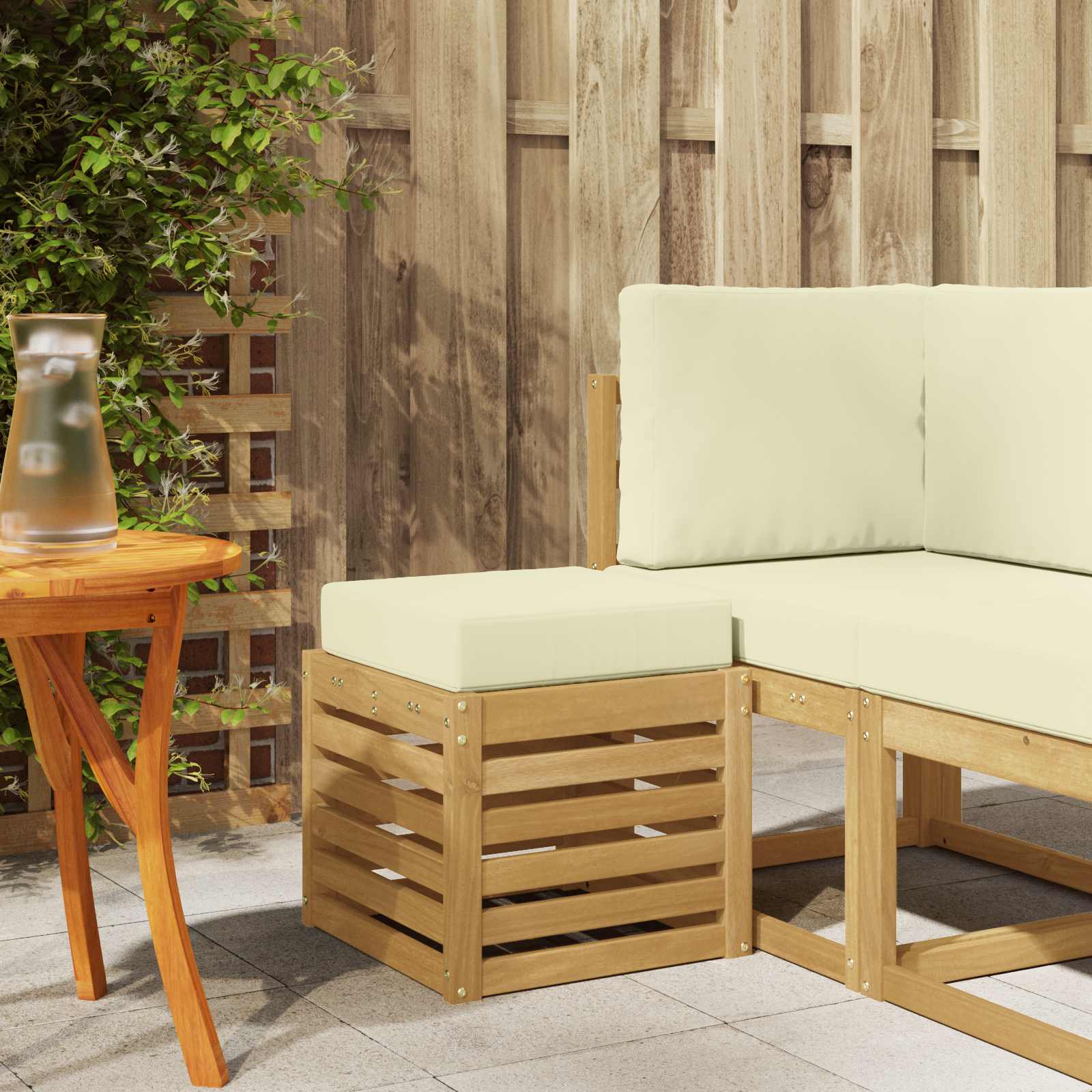 vidaXL Stoelbank Naturel 43 x 43 x 37 cm Massief Acaciahout