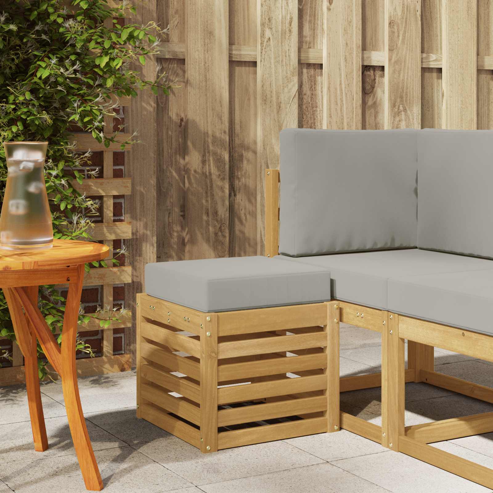 vidaXL Stoelbank Naturel 43 x 43 x 37 cm Massief Acaciahout