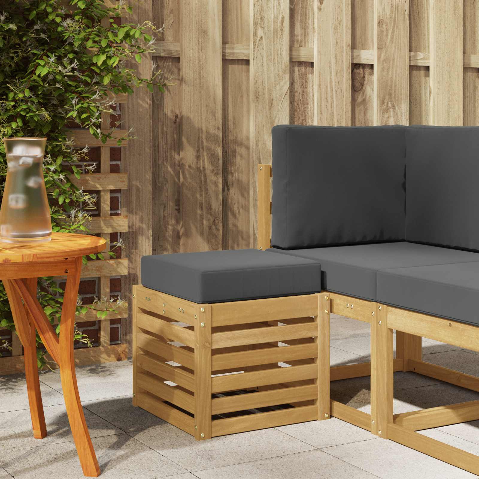 vidaXL Stoelbank Naturel 43 x 43 x 37 cm Massief Acaciahout