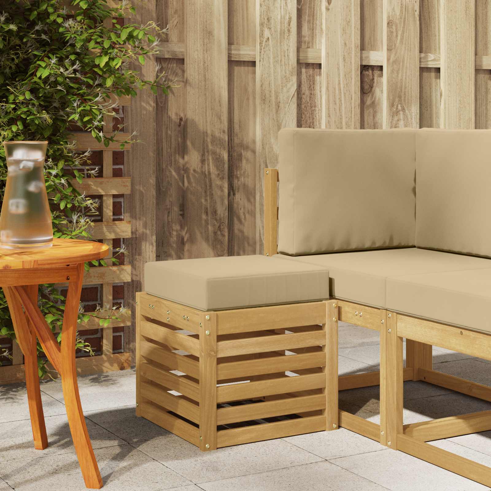 vidaXL Stoelbank Naturel 43 x 43 x 37 cm Massief Acaciahout