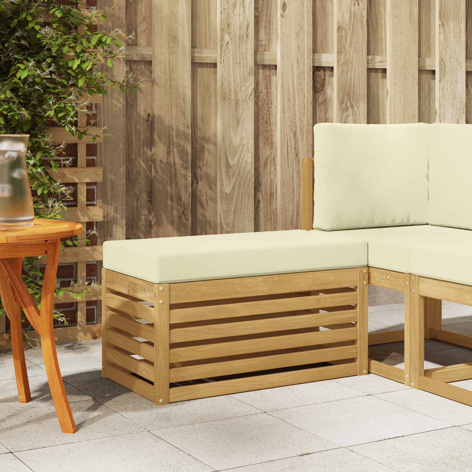 vidaXL Stoelbank Naturel 43 x 43 x 37 cm Massief Acaciahout