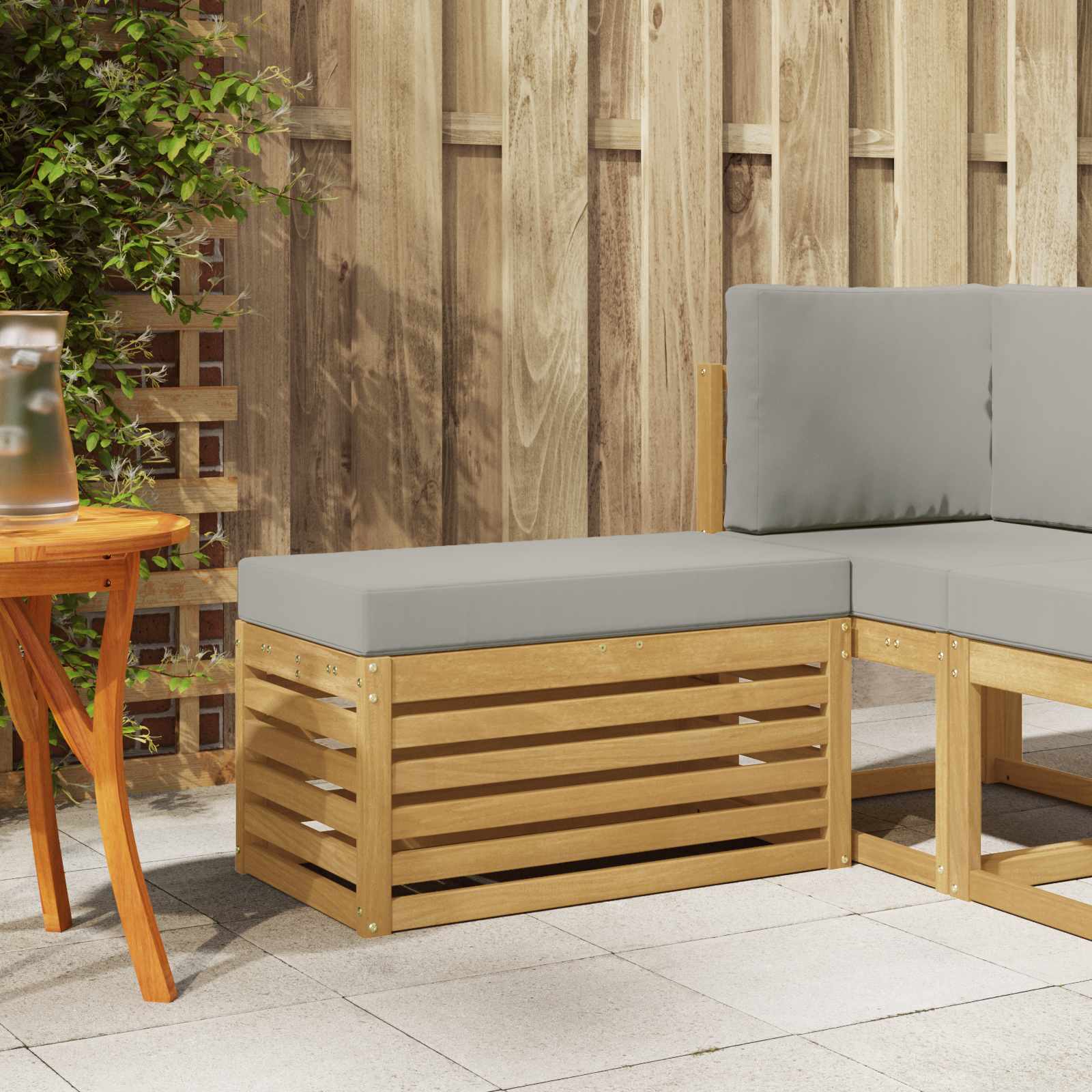 vidaXL Stoelbank Naturel 43 x 43 x 37 cm Massief Acaciahout