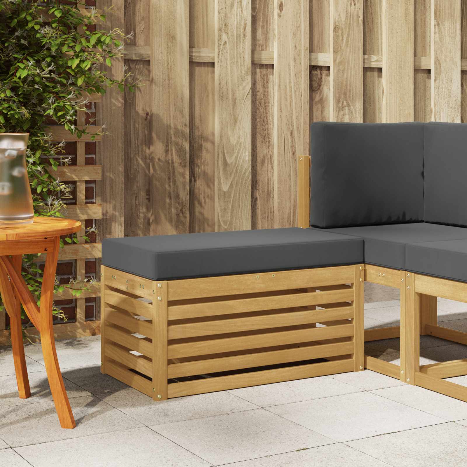 vidaXL Stoelbank Naturel 43 x 43 x 37 cm Massief Acaciahout