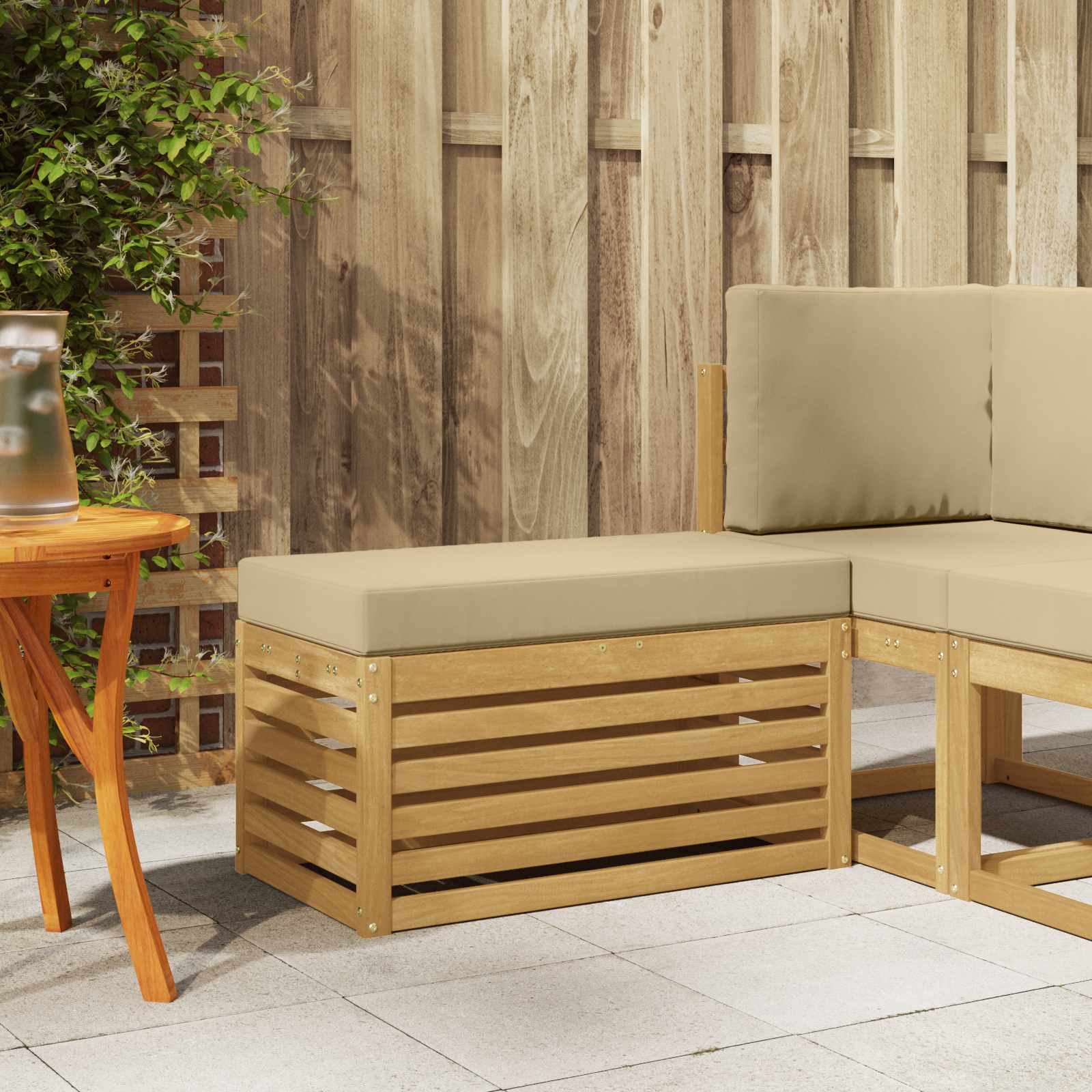 vidaXL Stoelbank Naturel 43 x 43 x 37 cm Massief Acaciahout
