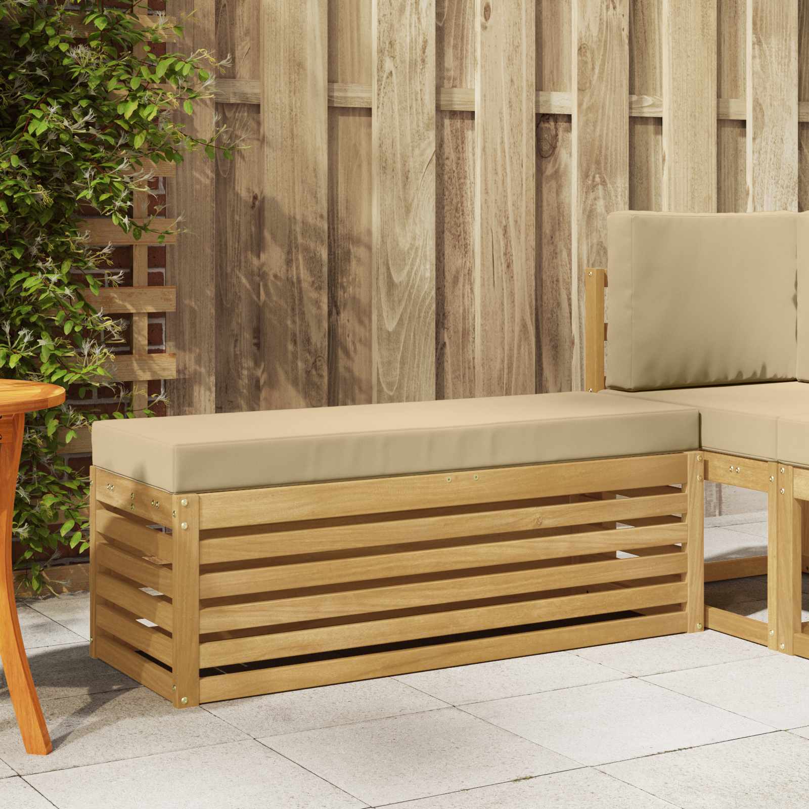 vidaXL Stoelbank Naturel 43 x 43 x 37 cm Massief Acaciahout