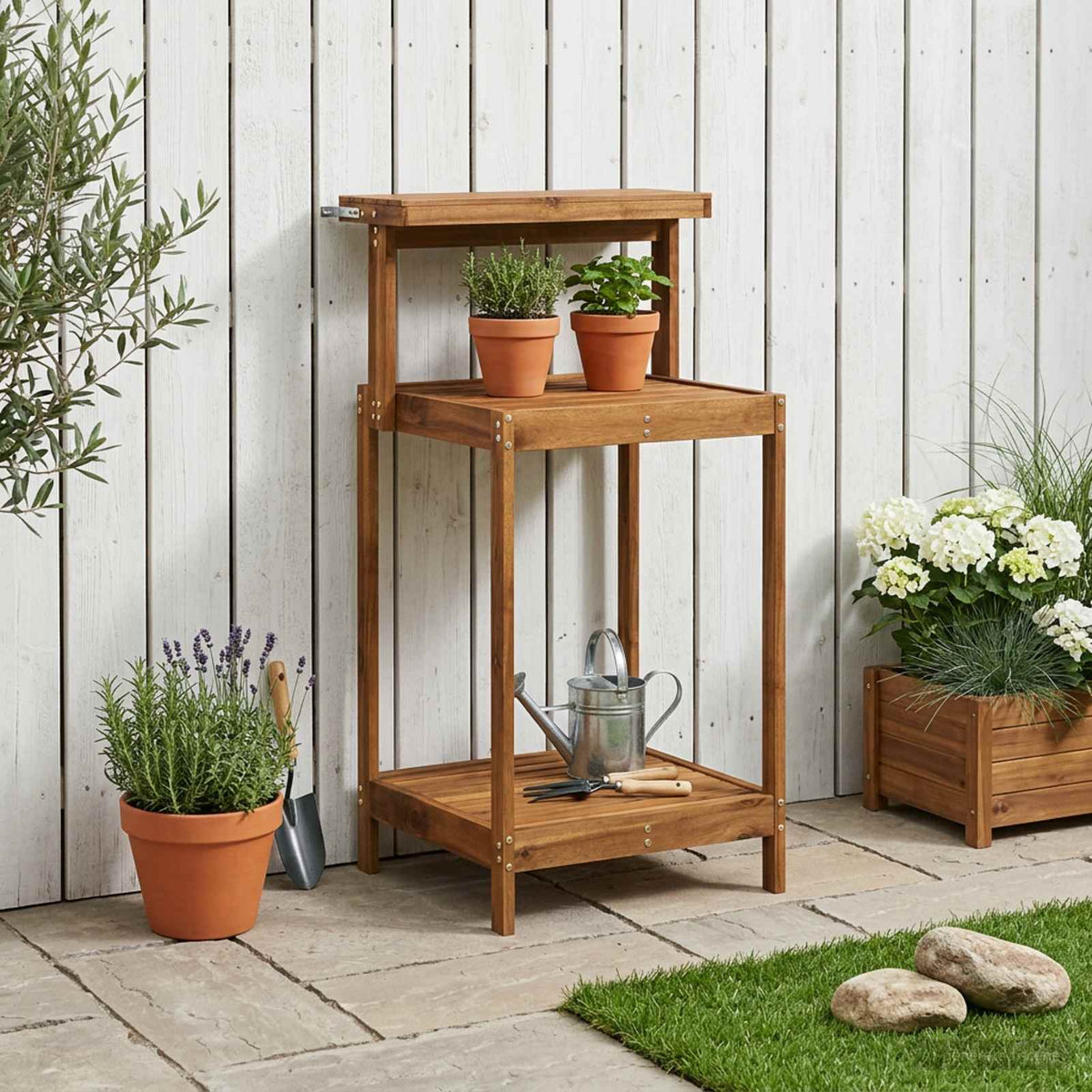 vidaXL Buiten pottingbank 56,5 x 48,5 x 107 cm Massief Acaciahout