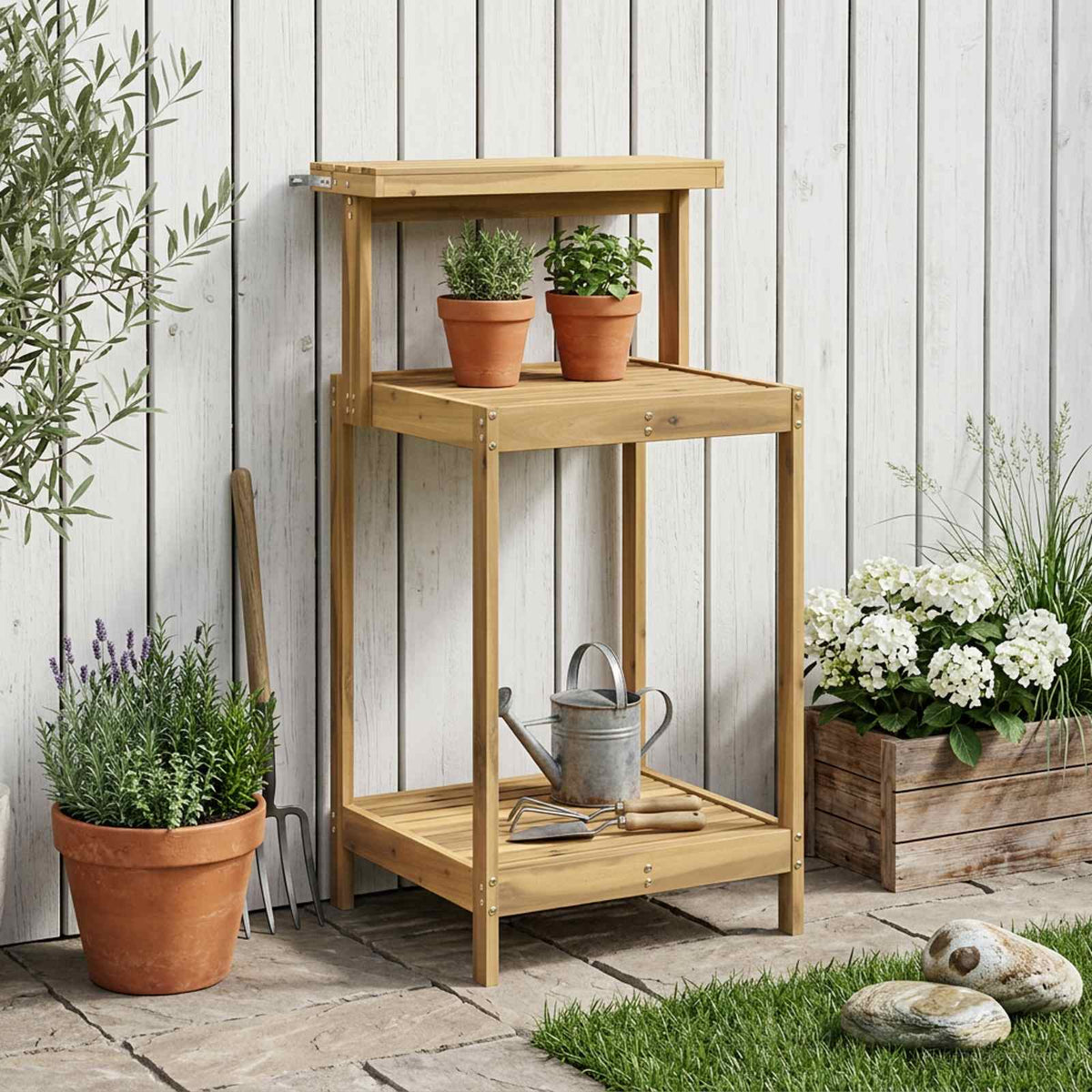 vidaXL Buiten pottingbank 56,5 x 48,5 x 107 cm Massief Acaciahout