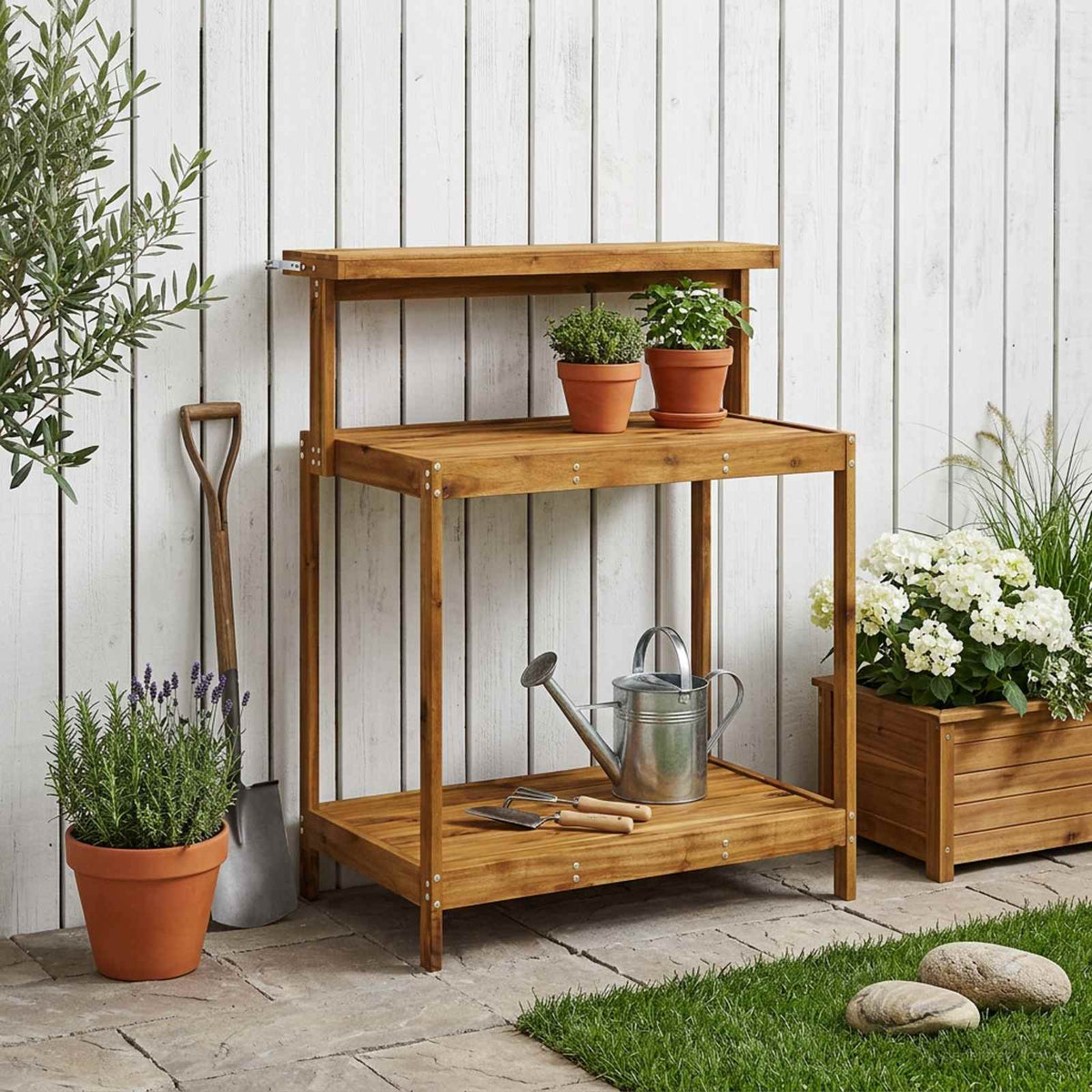 vidaXL Buiten pottingbank 56,5 x 48,5 x 107 cm Massief Acaciahout
