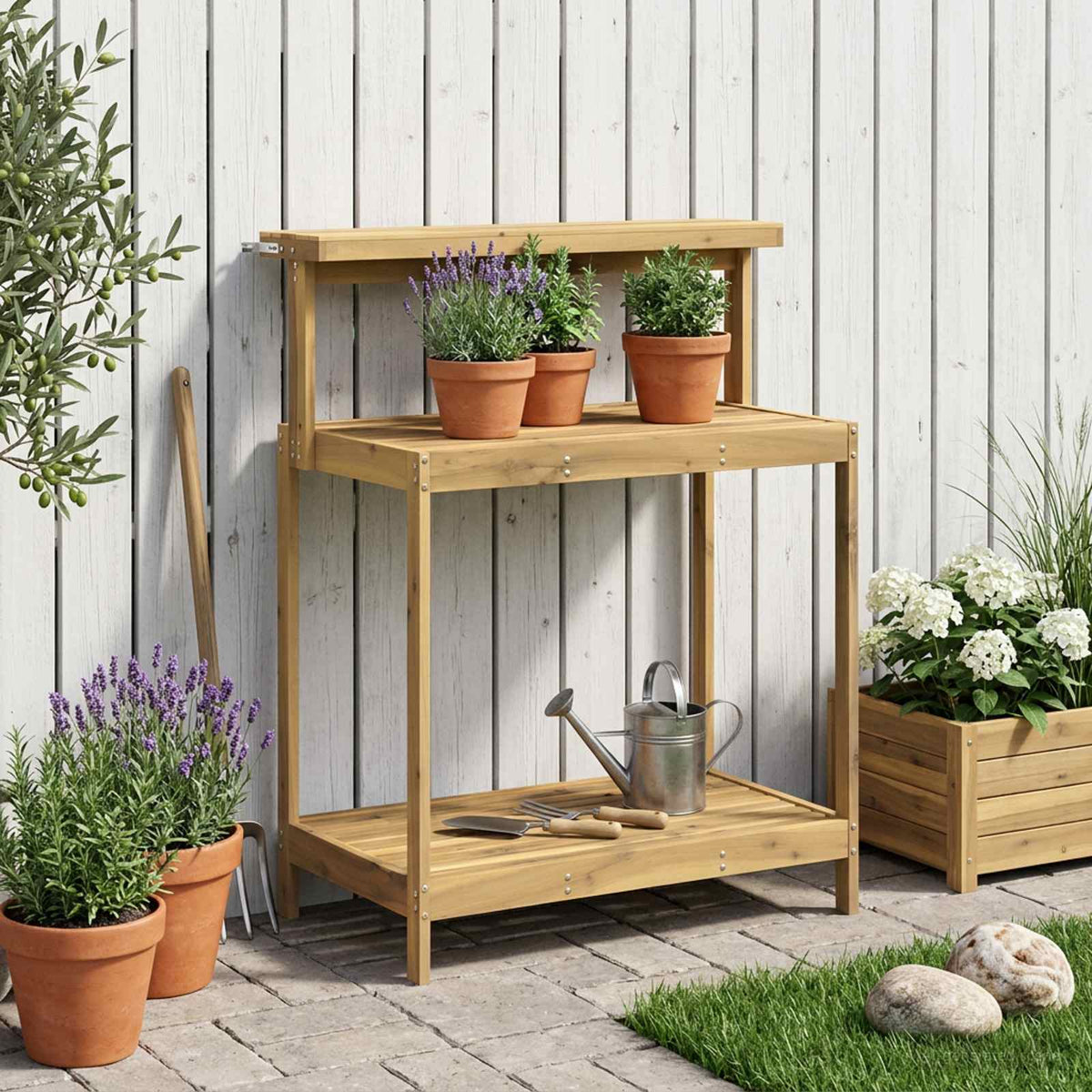 vidaXL Buiten pottingbank 56,5 x 48,5 x 107 cm Massief Acaciahout