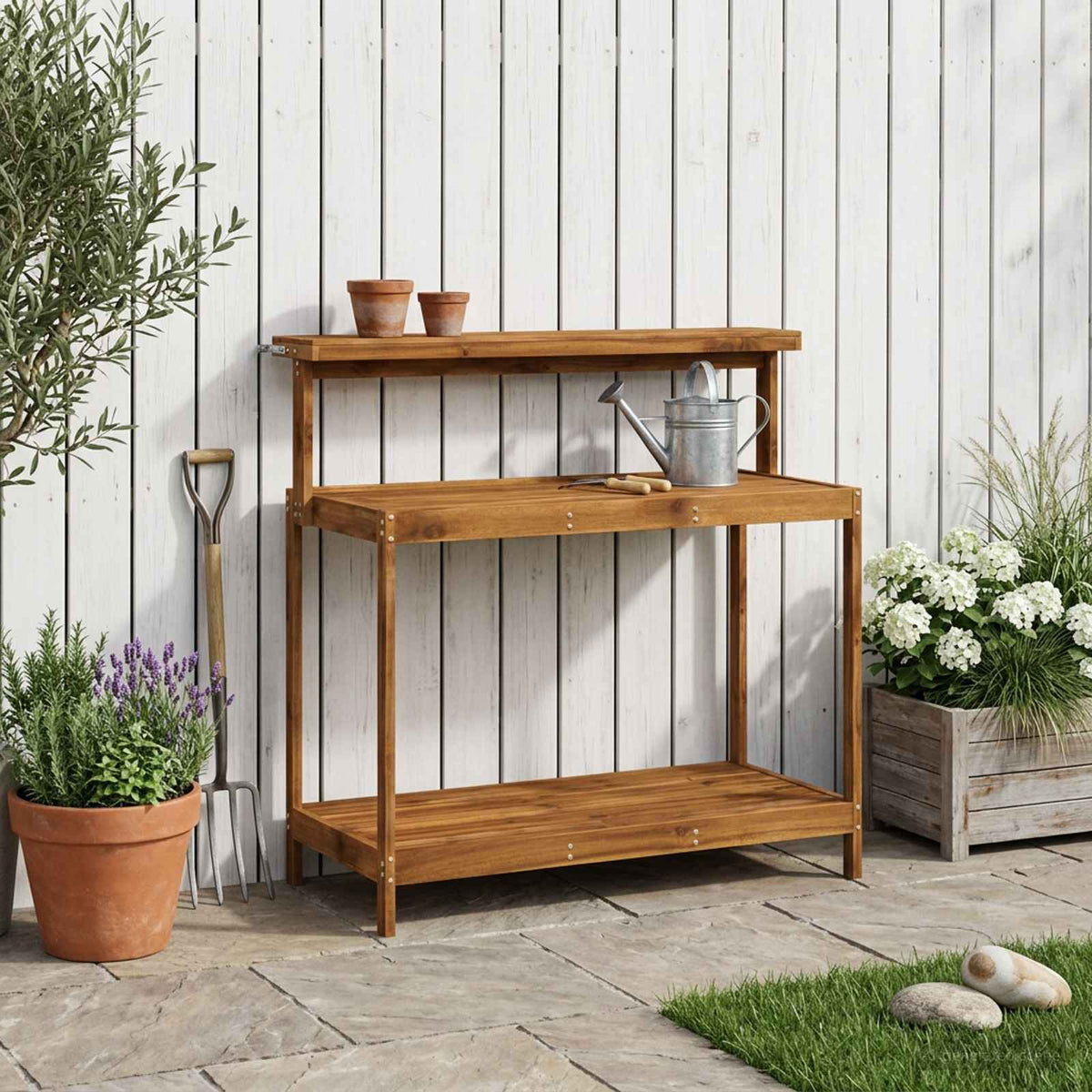 vidaXL Buiten pottingbank 56,5 x 48,5 x 107 cm Massief Acaciahout