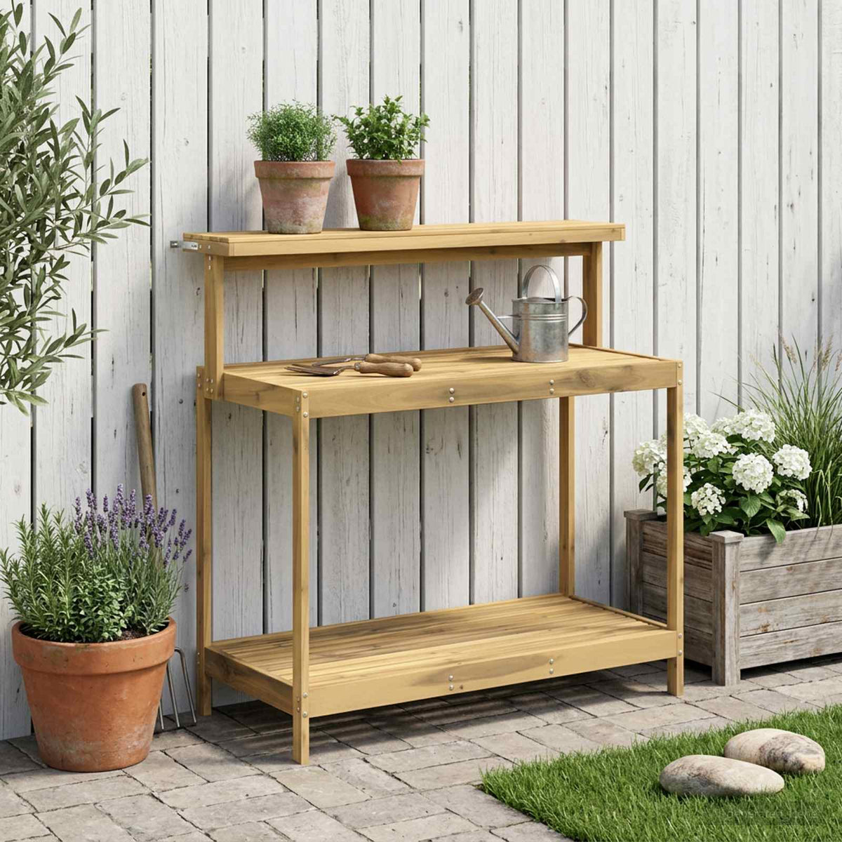 vidaXL Buiten pottingbank 56,5 x 48,5 x 107 cm Massief Acaciahout