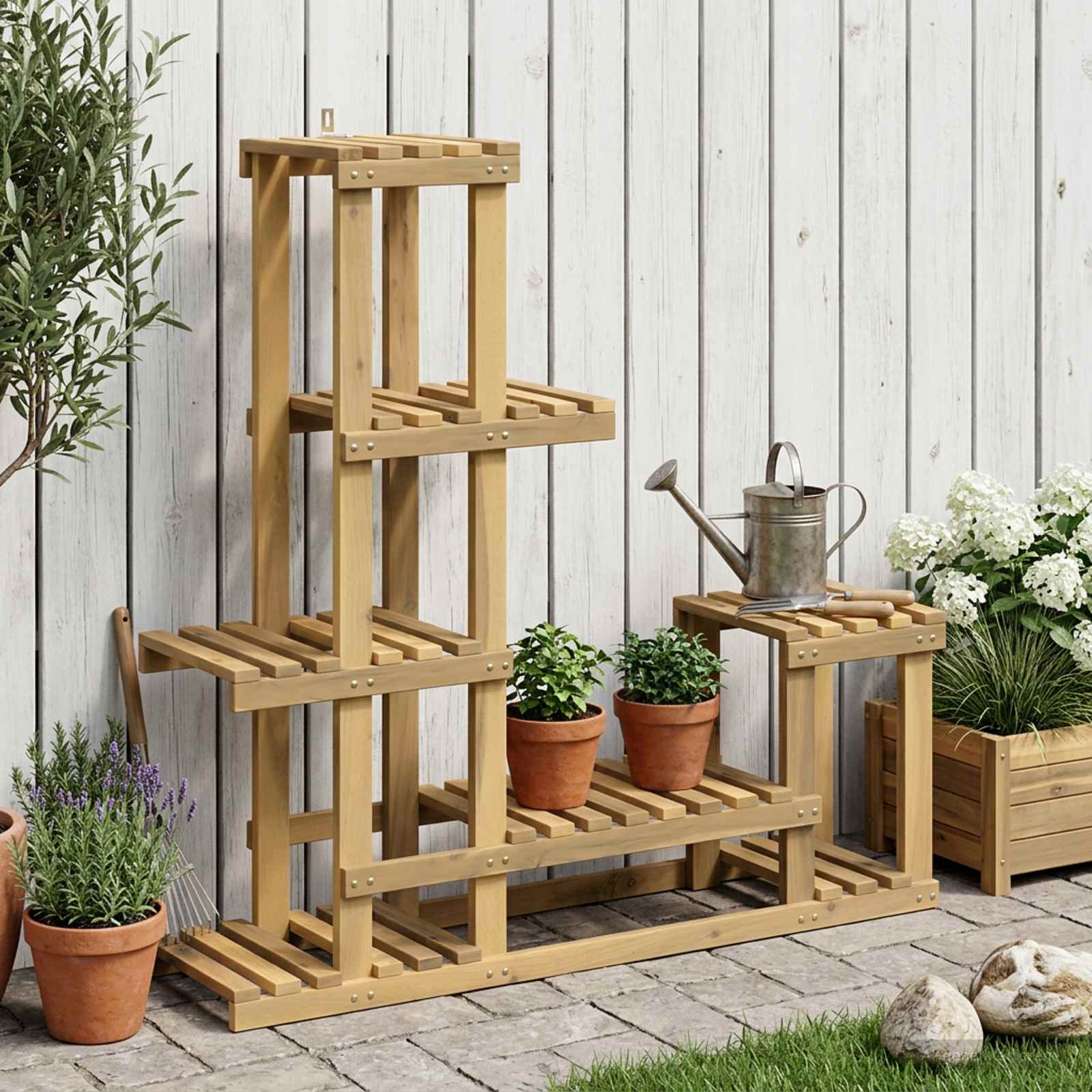 vidaXL Plantenstandaard Naturel 93,5 x 25 x 91,5 cm Massief Acaciahout