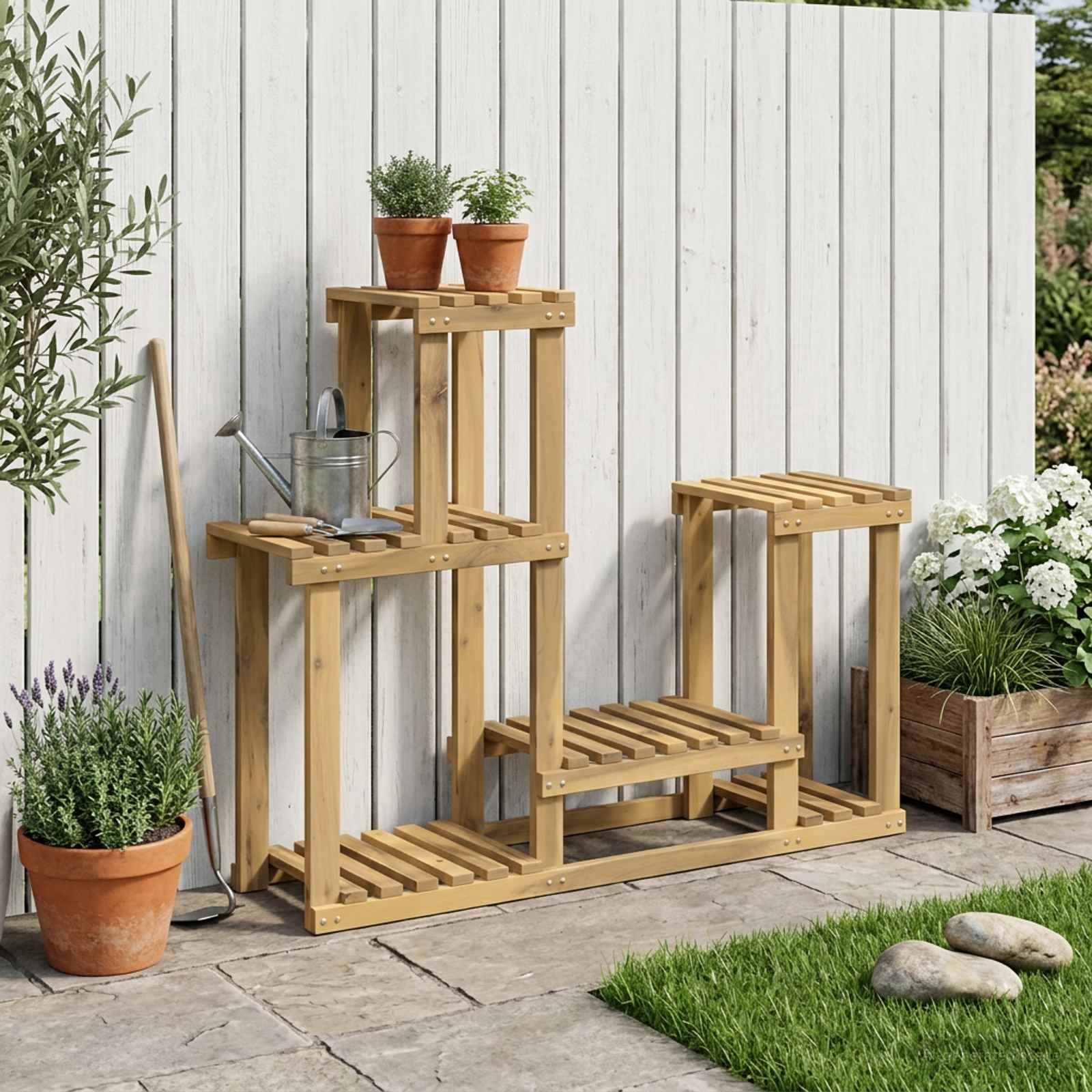 vidaXL Plantenstandaard Naturel 93,5 x 25 x 91,5 cm Massief Acaciahout