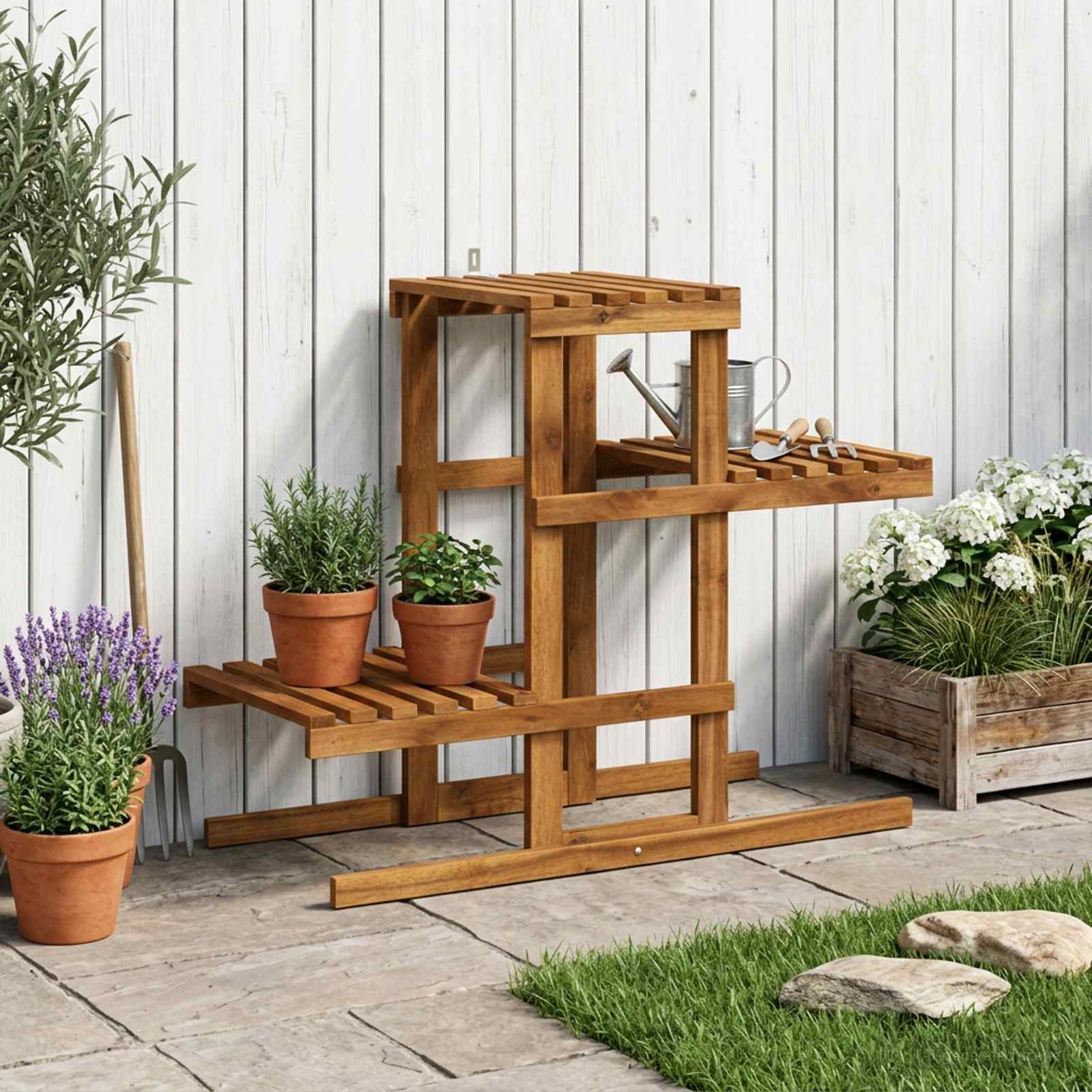 vidaXL Plantenstandaard Naturel 93,5 x 25 x 91,5 cm Massief Acaciahout