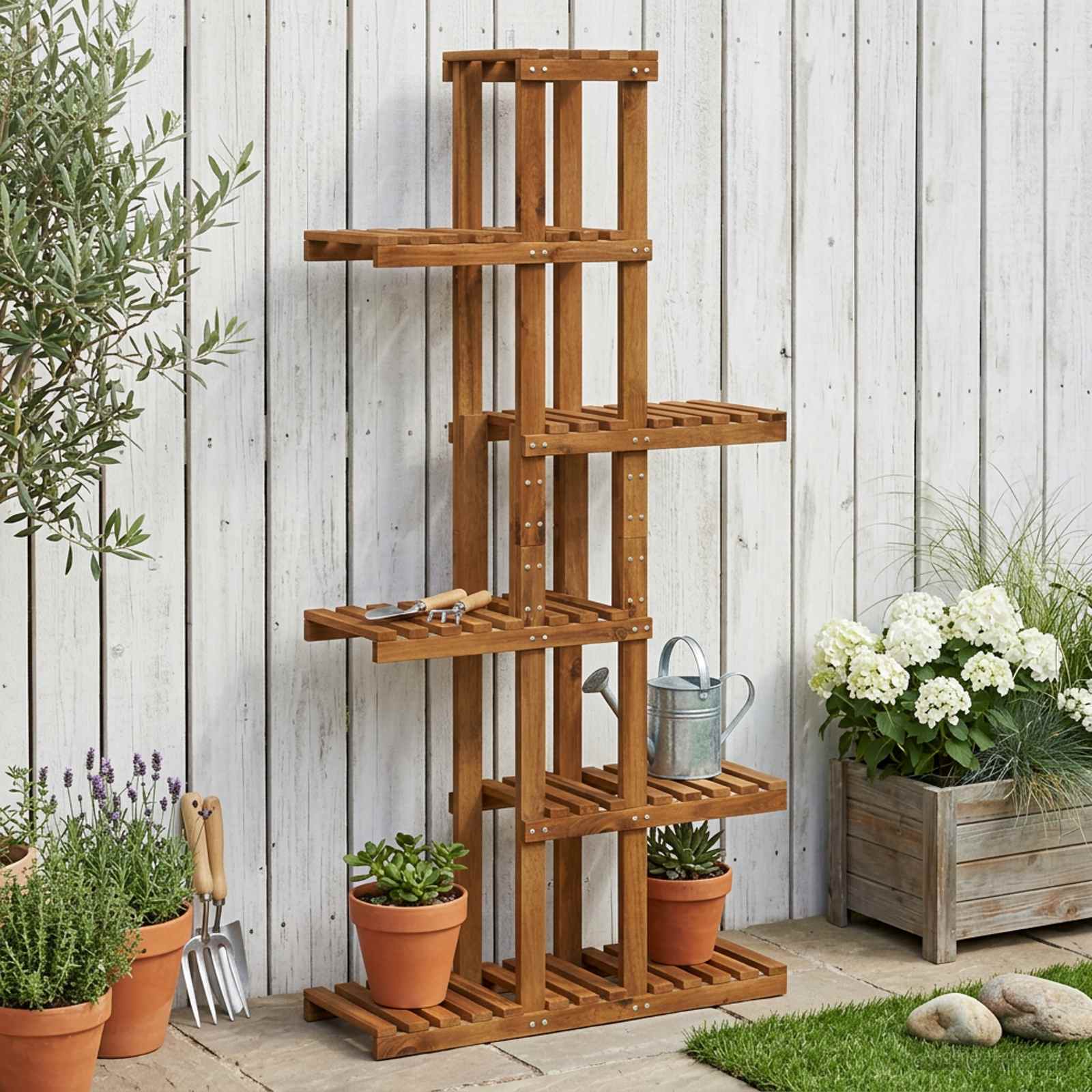 vidaXL Plantenstandaard Naturel 93,5 x 25 x 91,5 cm Massief Acaciahout