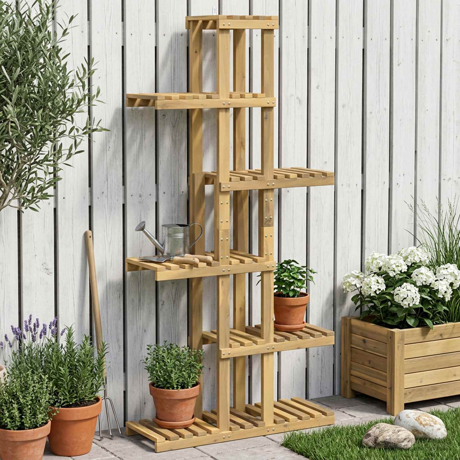 vidaXL Plantenstandaard Naturel 93,5 x 25 x 91,5 cm Massief Acaciahout