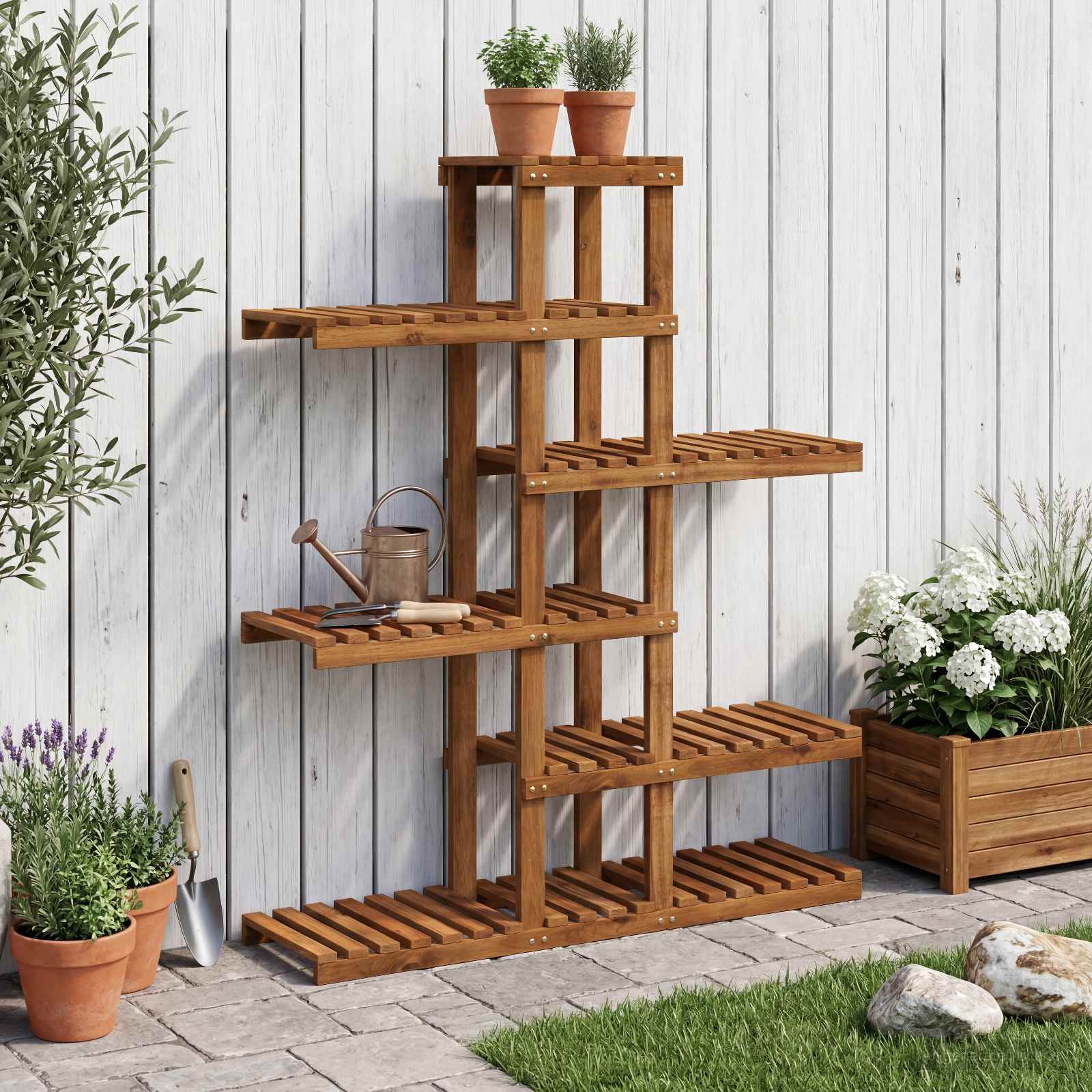 vidaXL Plantenstandaard Naturel 93,5 x 25 x 91,5 cm Massief Acaciahout