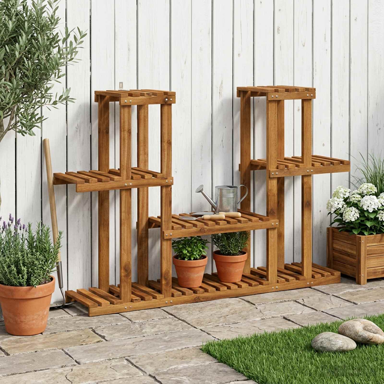 vidaXL Plantenstandaard Naturel 93,5 x 25 x 91,5 cm Massief Acaciahout
