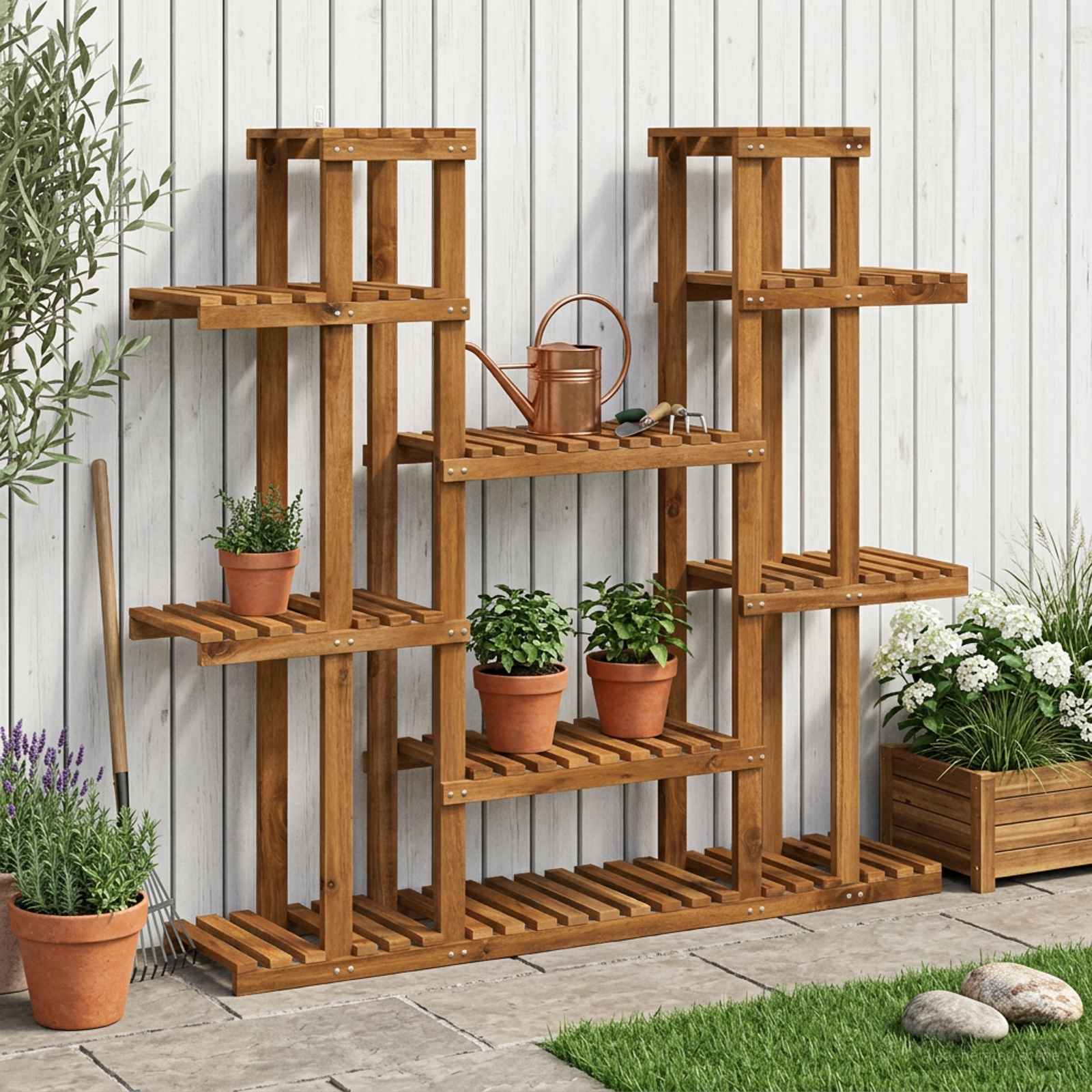 vidaXL Plantenstandaard Naturel 93,5 x 25 x 91,5 cm Massief Acaciahout