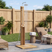 vidaXL Buitendouche 217 cm Massief Acacia Hout en Roestvrijstaal Wit