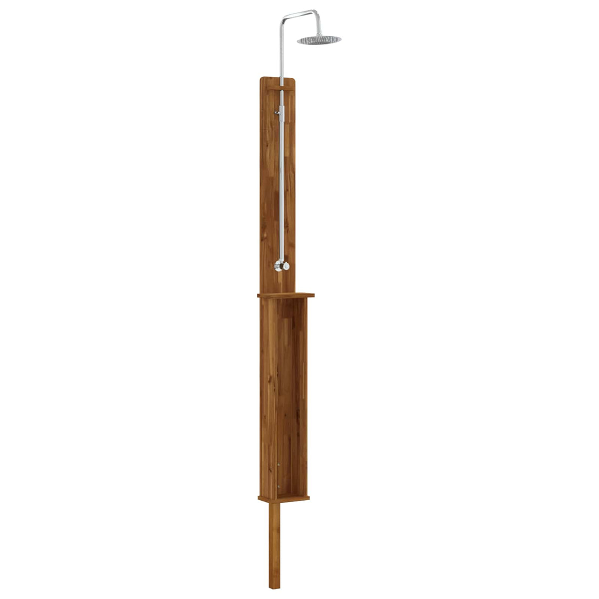 vidaXL Buitendouche 217 cm Massief Acacia Hout en Roestvrijstaal Wit