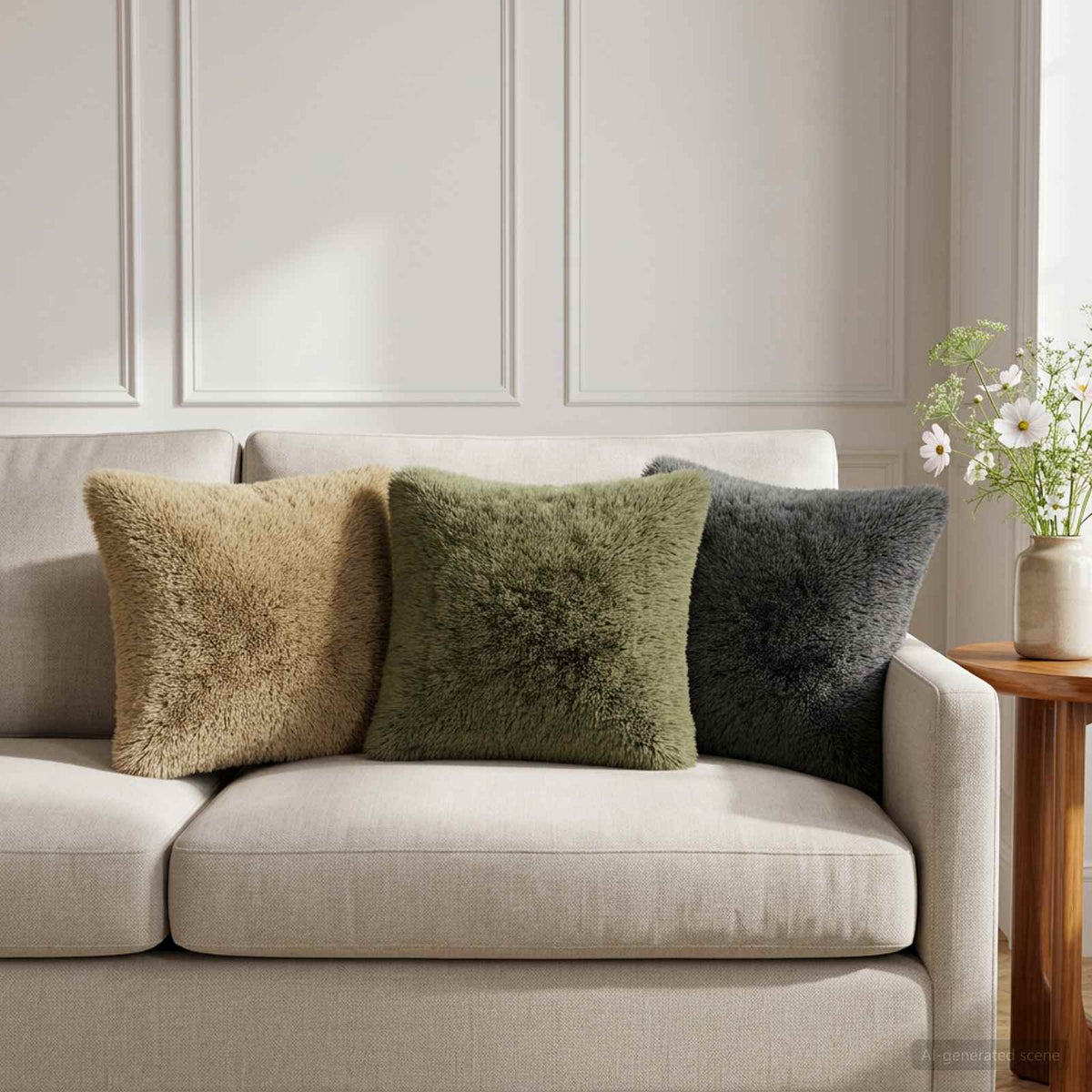 vidaXL Kussensloop 2 pcs HEERLEN Crèmekleurig 30 x 30 cm PV Fleece