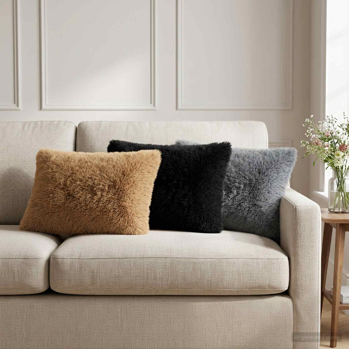 vidaXL Kussensloop 2 pcs HEERLEN Crèmekleurig 30 x 30 cm PV Fleece