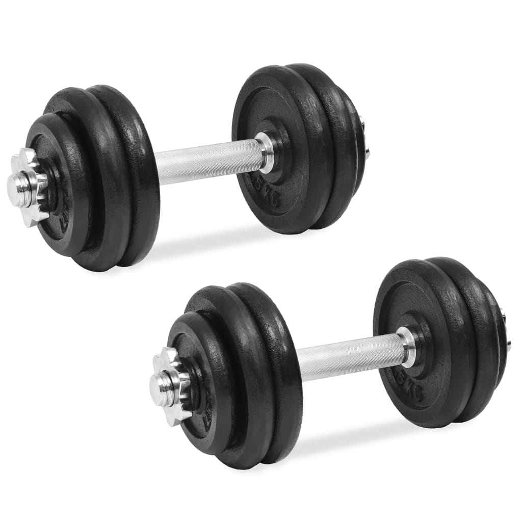 vidaXL 14-delige Halterset 20 kg gietijzer