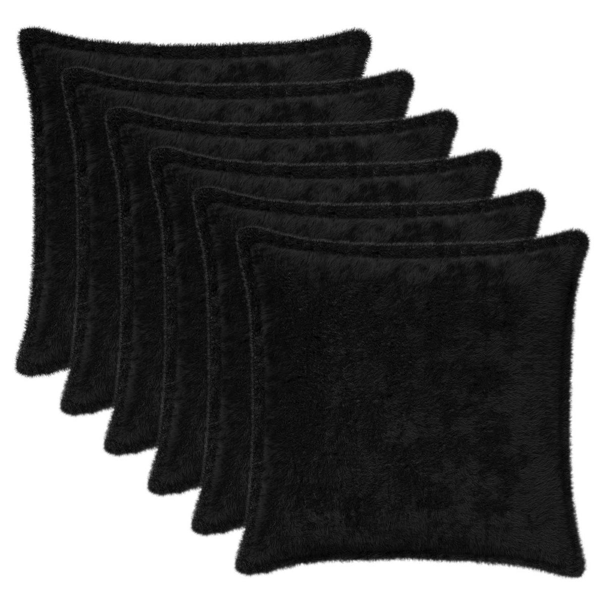 vidaXL Kussensloop 6 st HOUTEN Wit 30 x 30 cm Nep Konijnenbont