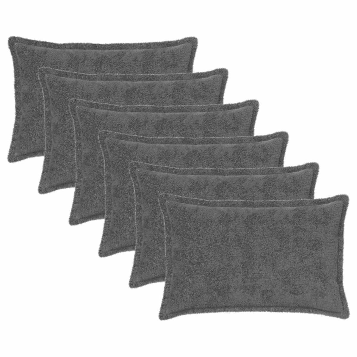 vidaXL Kussensloop 6 st HOUTEN Wit 30 x 30 cm Nep Konijnenbont