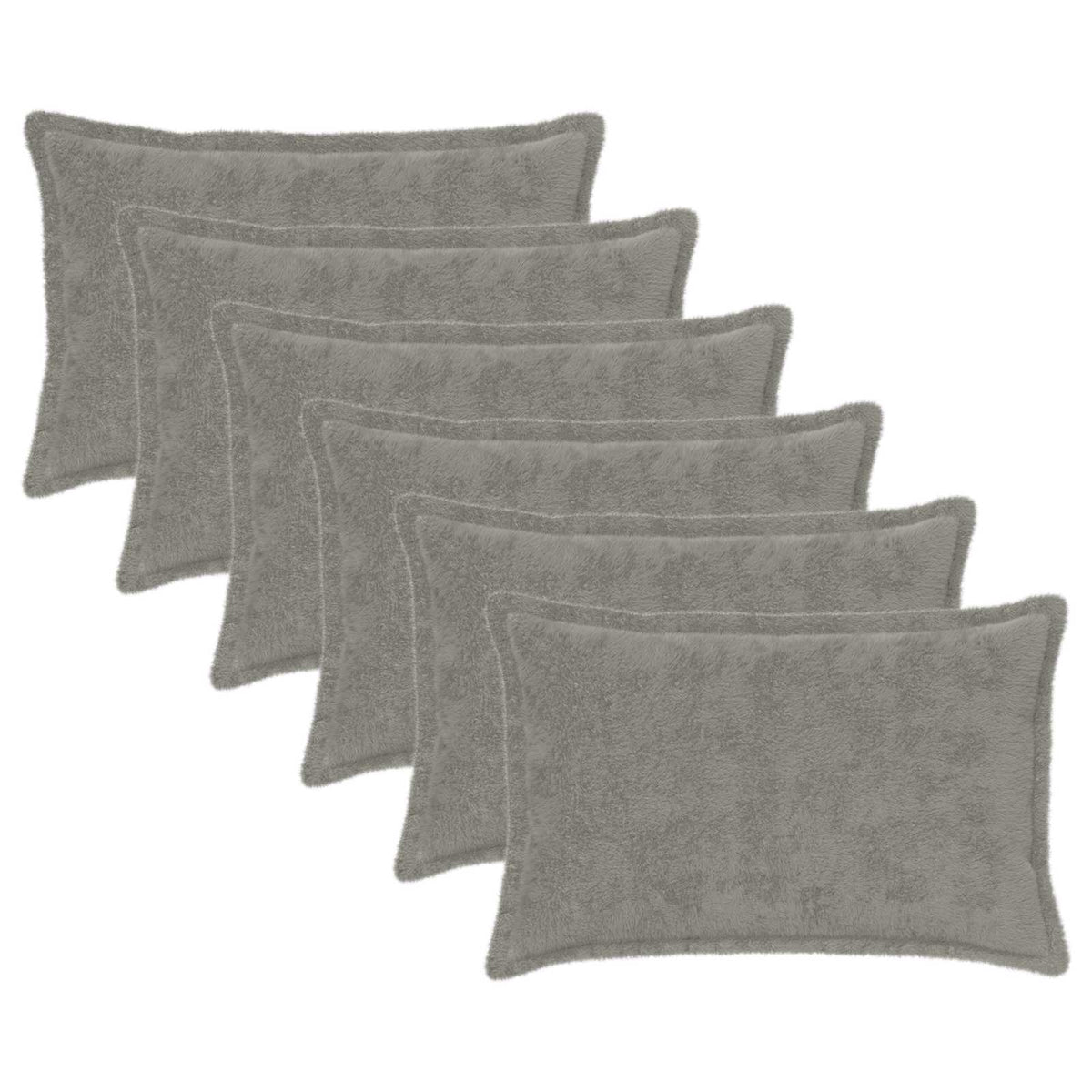 vidaXL Kussensloop 6 st HOUTEN Wit 30 x 30 cm Nep Konijnenbont