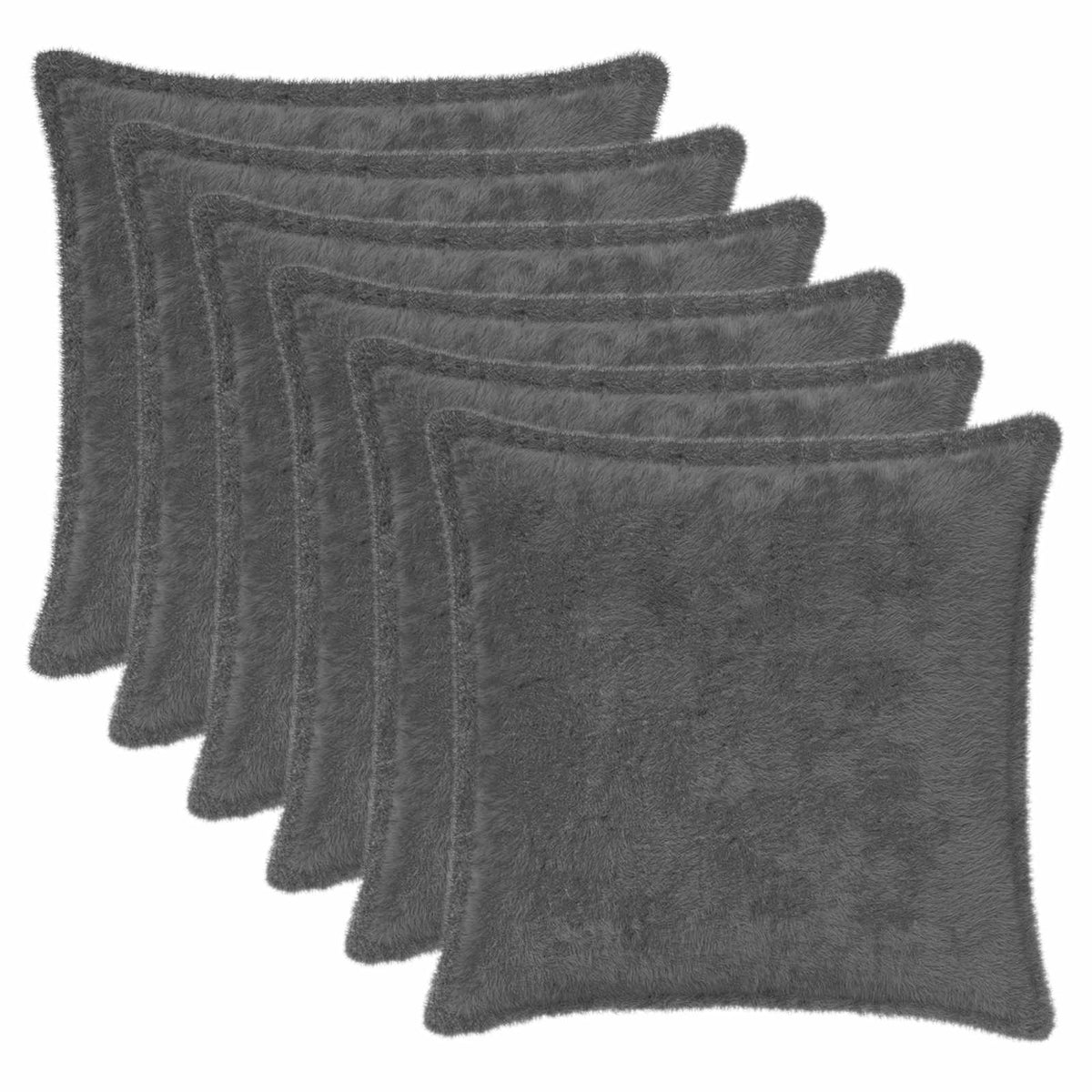 vidaXL Kussensloop 6 st HOUTEN Wit 30 x 30 cm Nep Konijnenbont